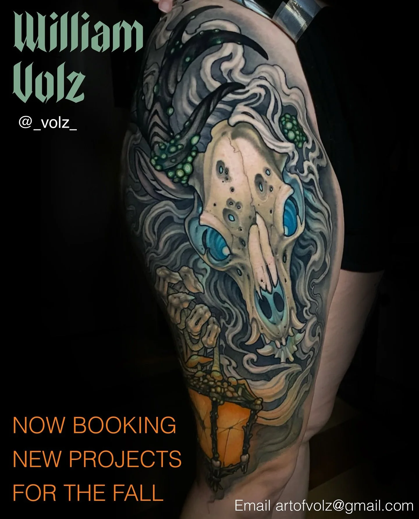 @_volz_ is opening his books for the Fall! 🍂 email artofvolz@gmail.com with a description of the tattoo you want and any reference photos to book - all size projects are welcome.