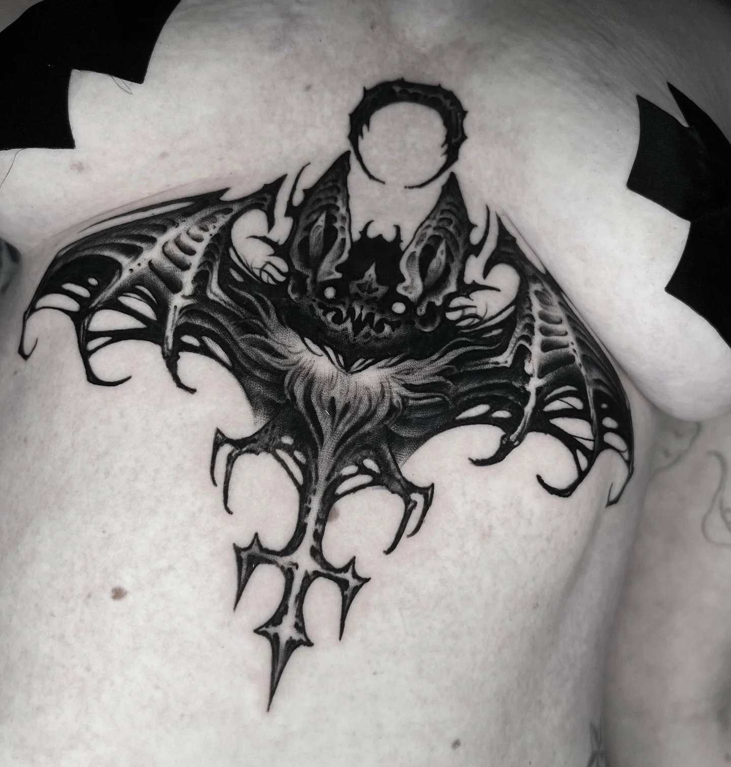 Bat 🦇 by @luigibc 
.
.
#blackwork #blacktattoo #battattoo