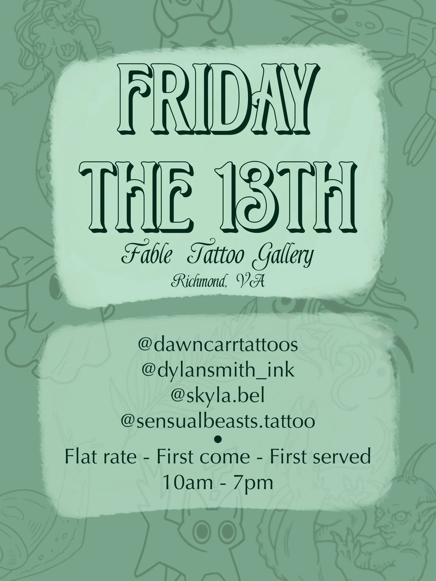 IT&rsquo;S BACK! Friday the 13th has come again. We will have lots of flash available Friday 3/13 10:00am-7:00pm, first come first serve, flat rates all day. No appointments necessary. And more flash to come!