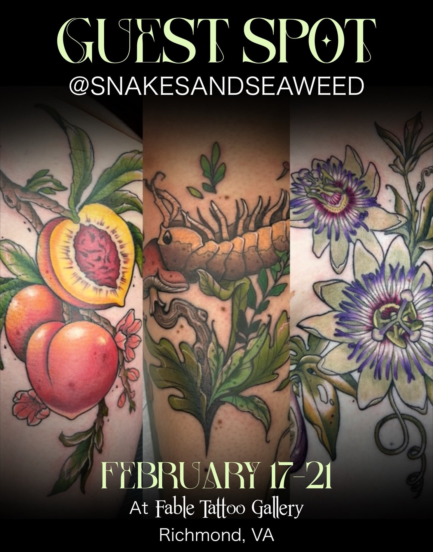 GUEST SPOT 🌿🌷 Wren Hollow @snakesandseaweed (from Portland Oregon) will be hanging with us for a week next month. Email snakesandseaweed@gmail.com to book
.
.
#colortattoo #colortattooartist #neotraditionaltattoo #neotrad #guestspot