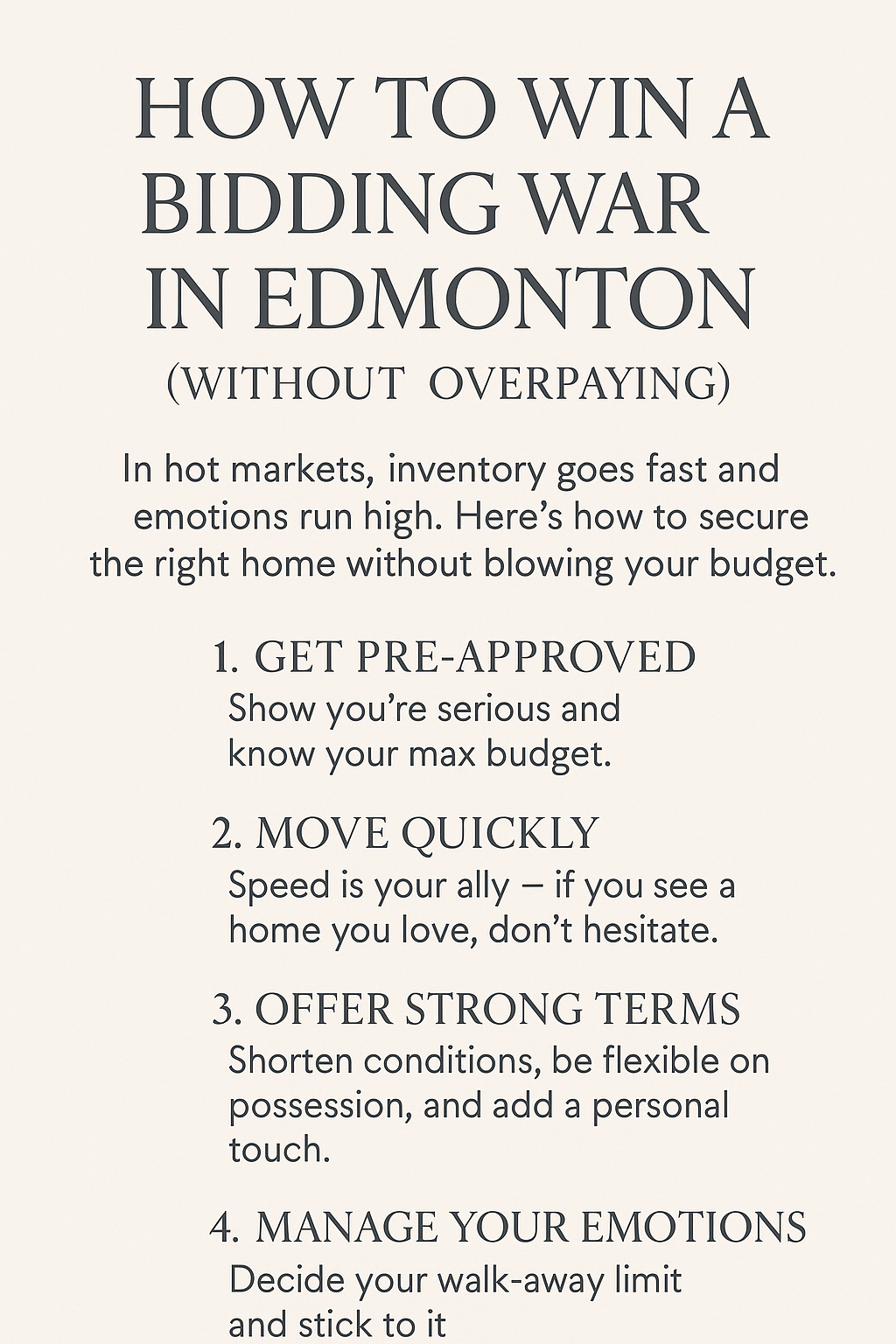 How to Win a Bidding War in Edmonton (Without Overpaying)