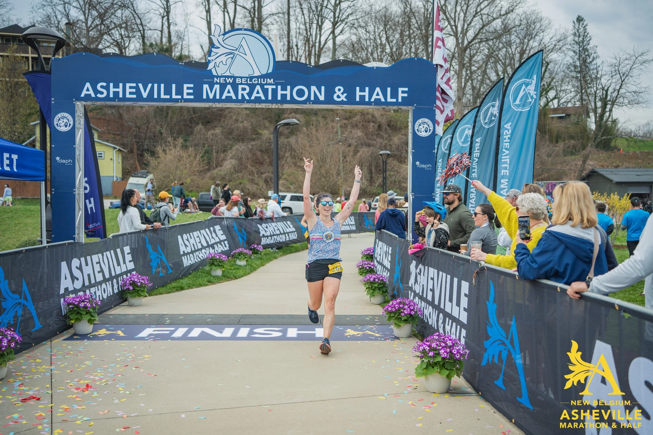 finish line, asheville marathon, asheville