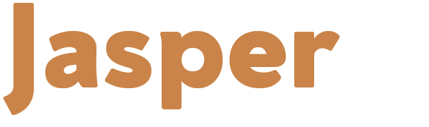 The word 'Jasper' written in large, bold, brown letters.