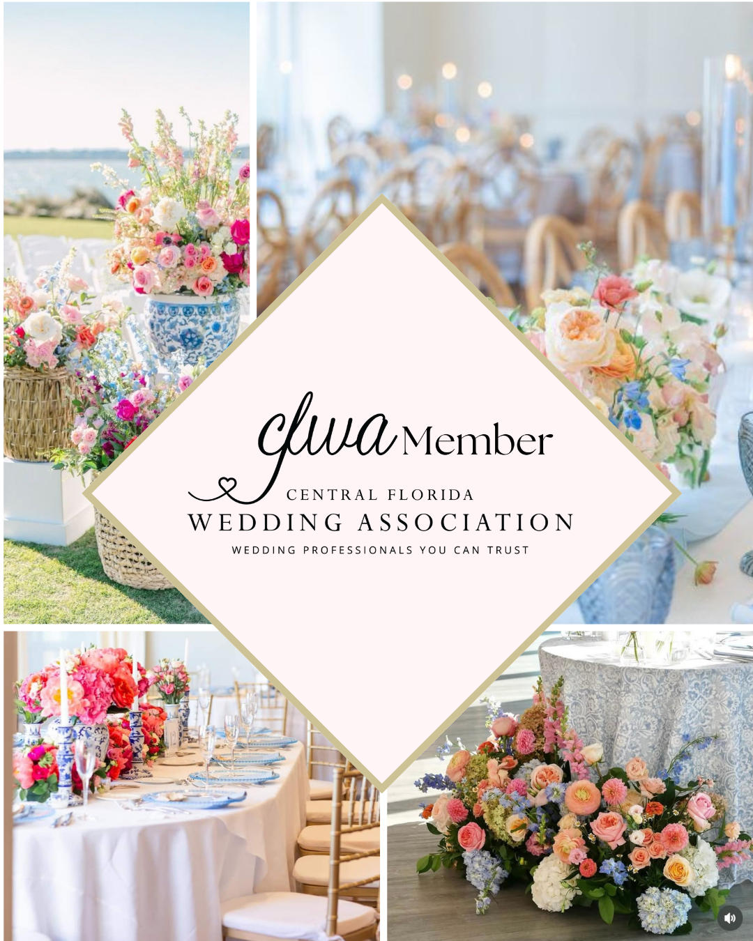 Central Florida Wedding Association member graphic representing Something Blue Events' commitment to education, ethical business practices, and professional collaboration.