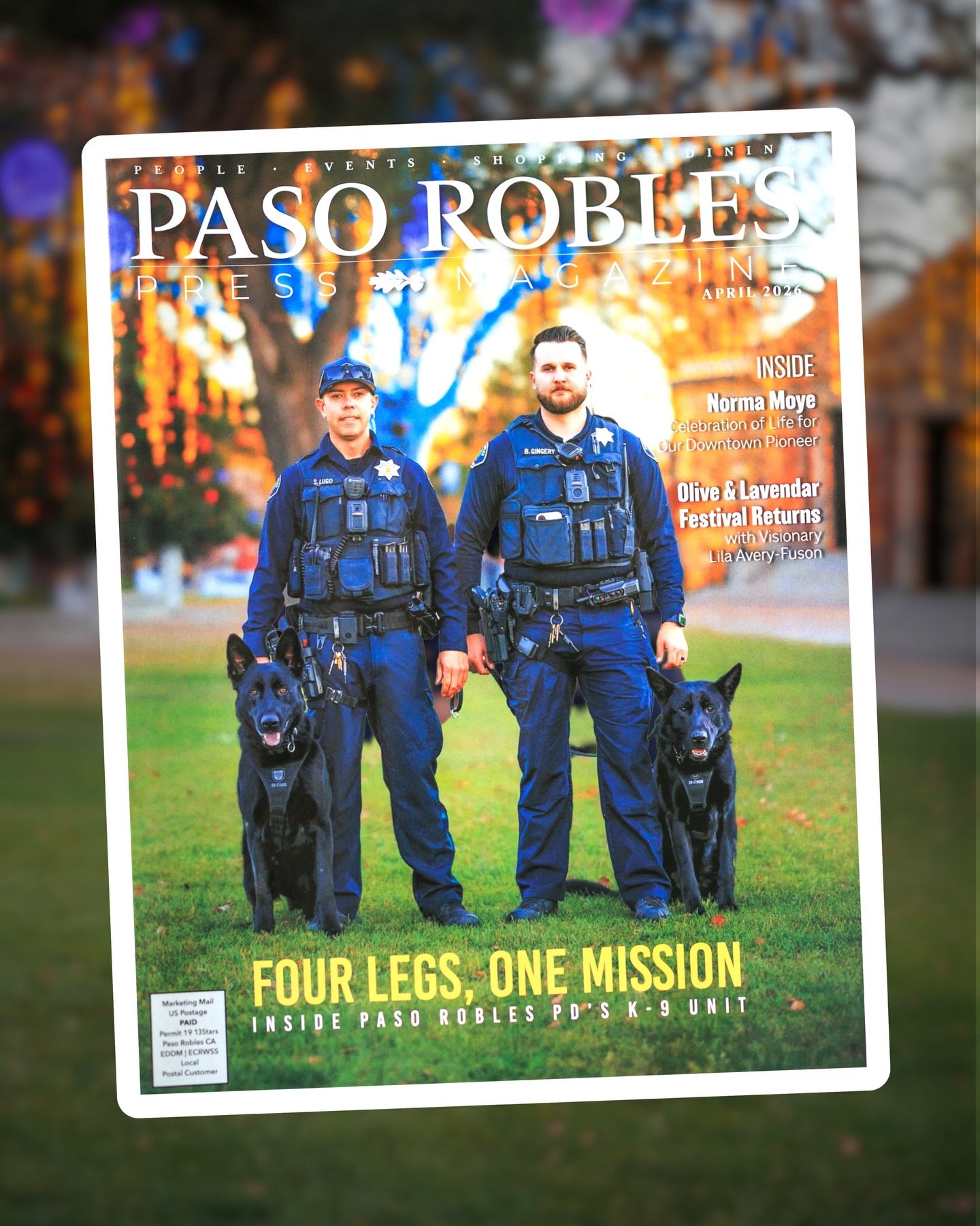 If you haven&rsquo;t seen the latest edition of the Paso Robles Press Magazine, it&rsquo;s worth grabbing a copy!

Back in December, I (@dogphotographer.slo) photographed the Paso Robles K-9s and their handlers for a holiday session, and one of those