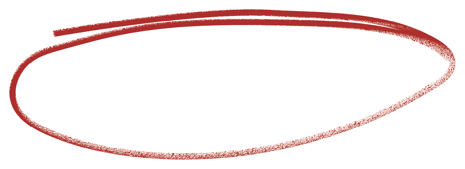 Red chalk-like oval outline with a red horizontal line above, on a transparent background