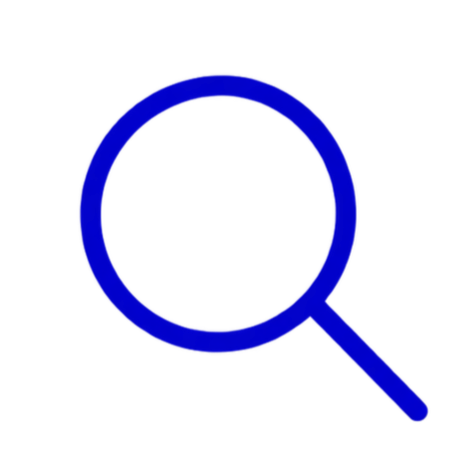 Magnifying glass icon with blue outline