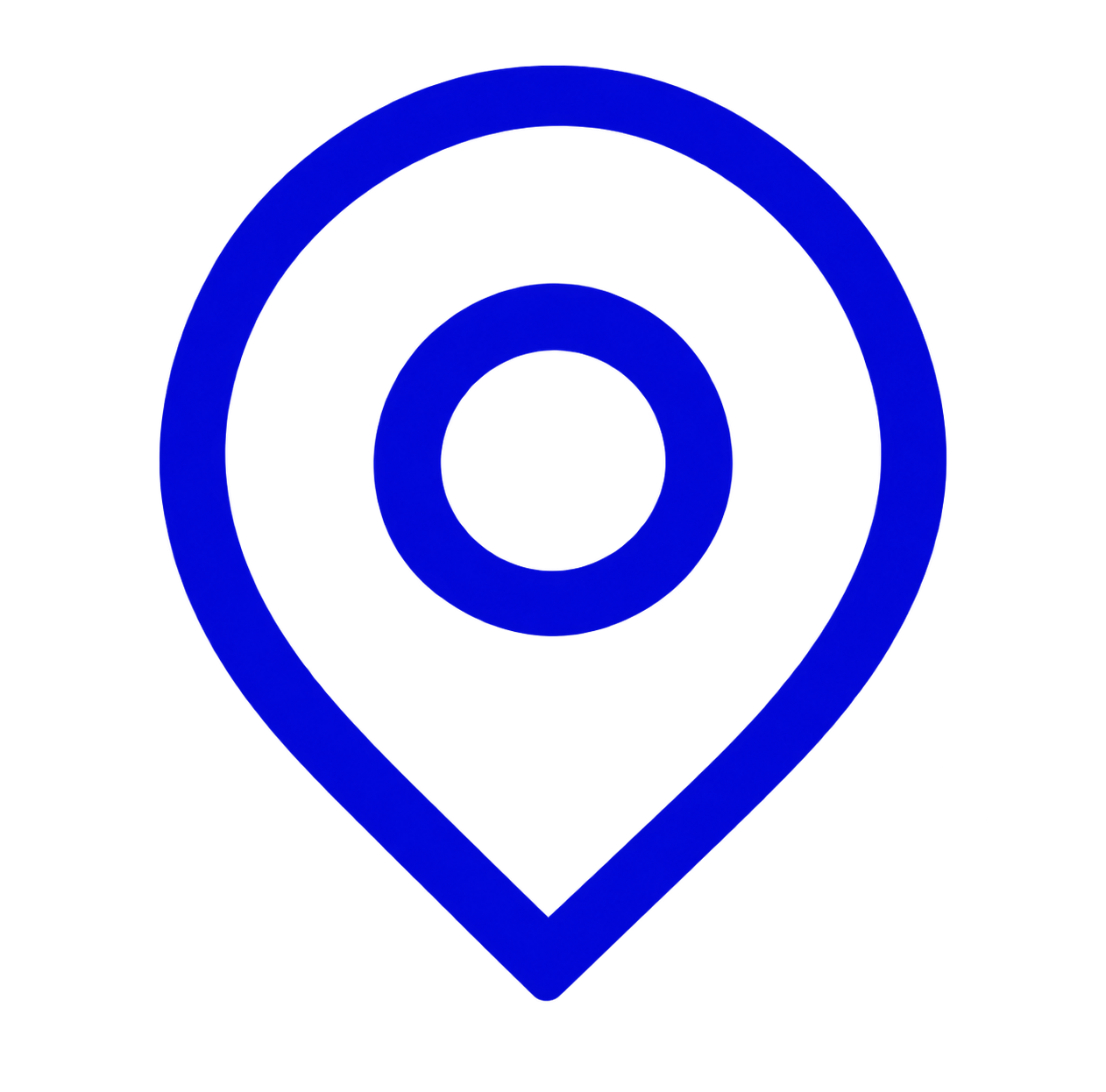 Blue map pin icon with concentric circles inside