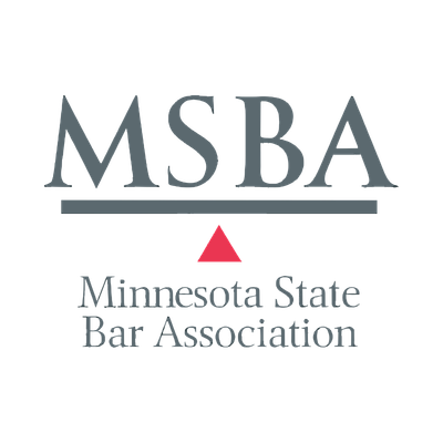 Logo for the Minnesota State Bar Association featuring the initials MSBA, a red triangle, and full name of the organization.