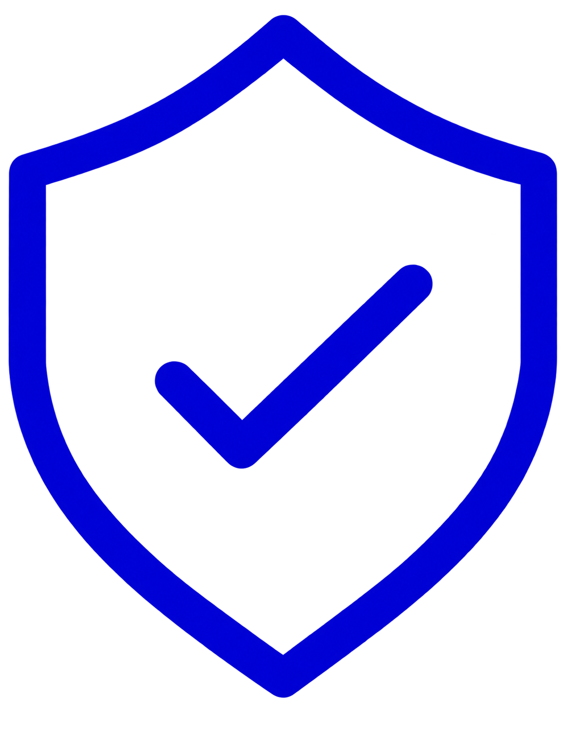 Blue shield icon with a checkmark inside.