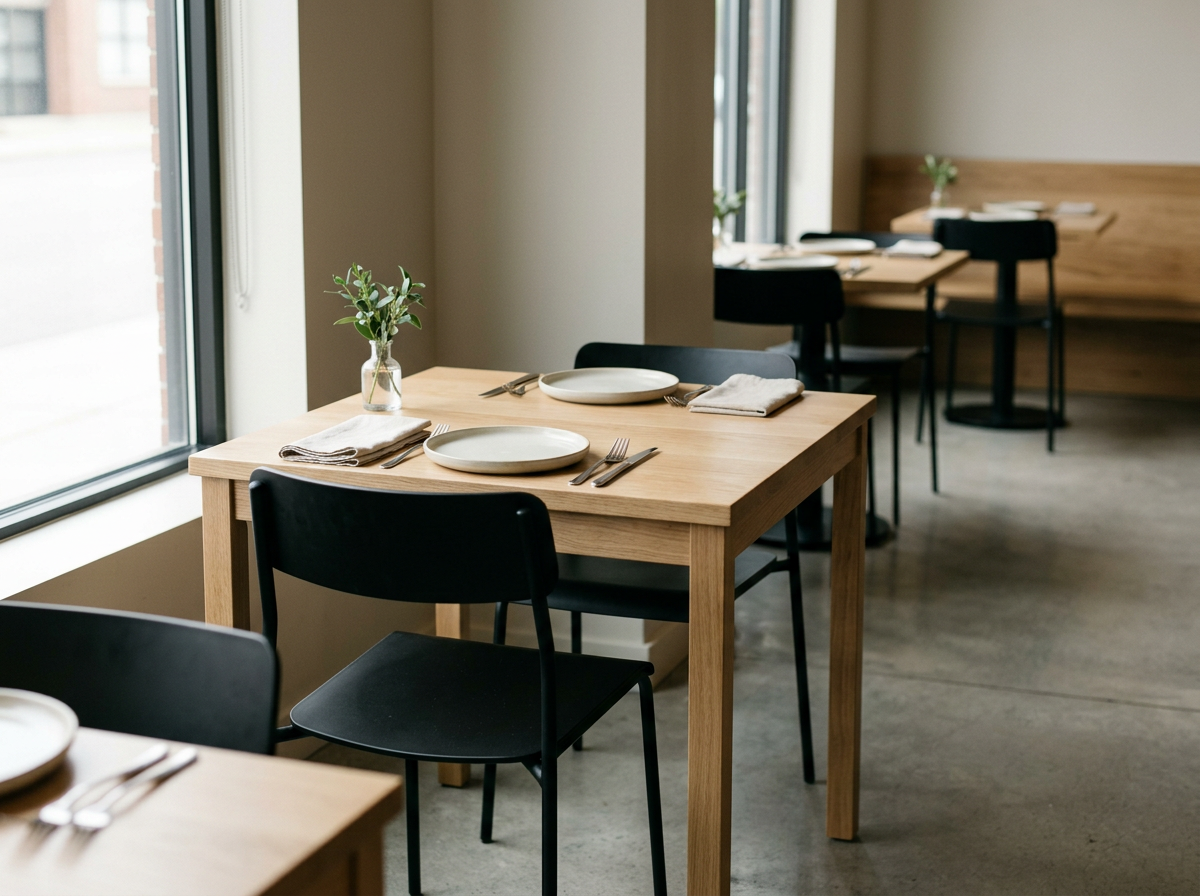 Dining table and utensils at a restaurant
