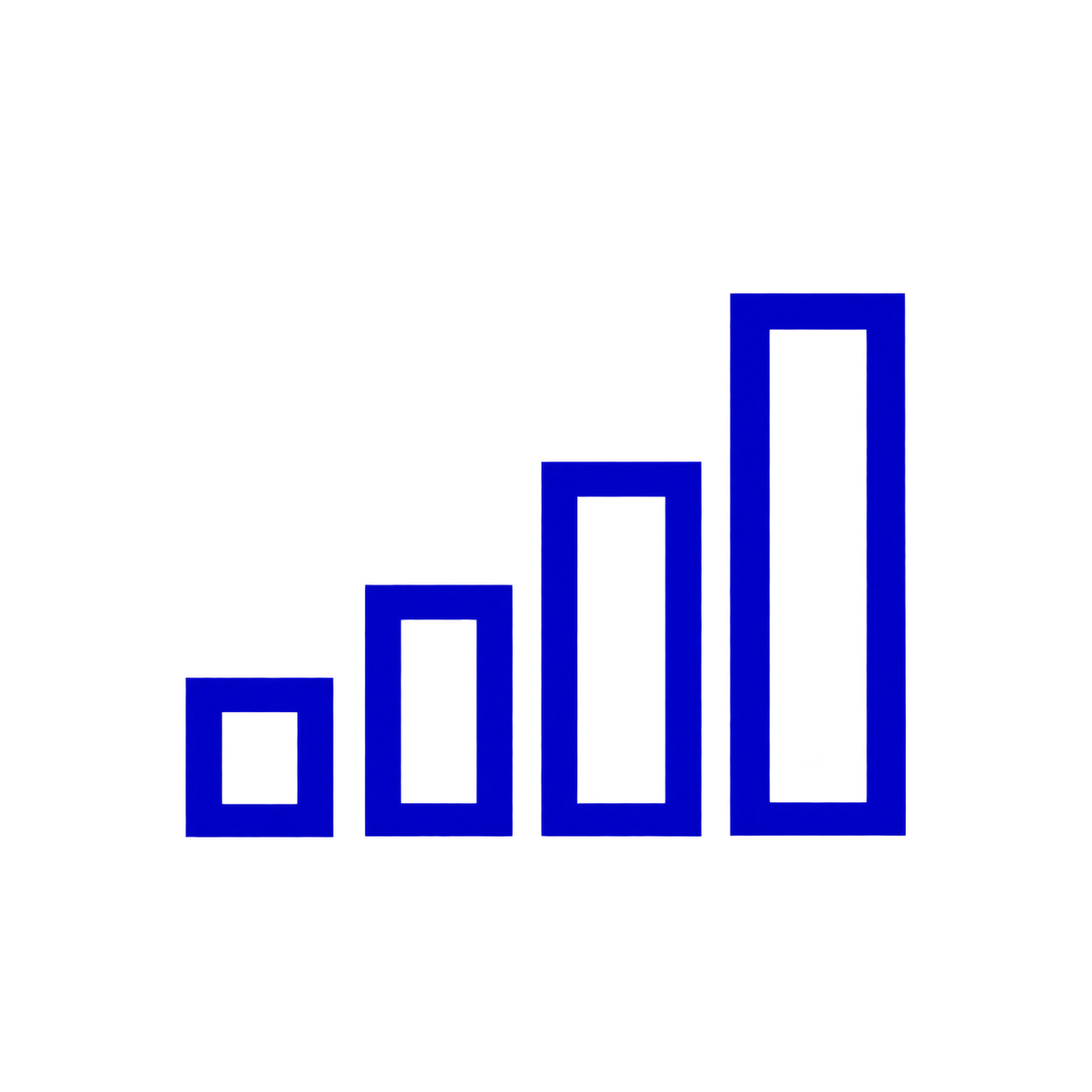 Blue downward trending bar graph over black background.