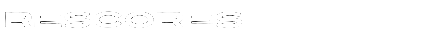 Close-up of the word RESCORES in bold white letters on a black background.