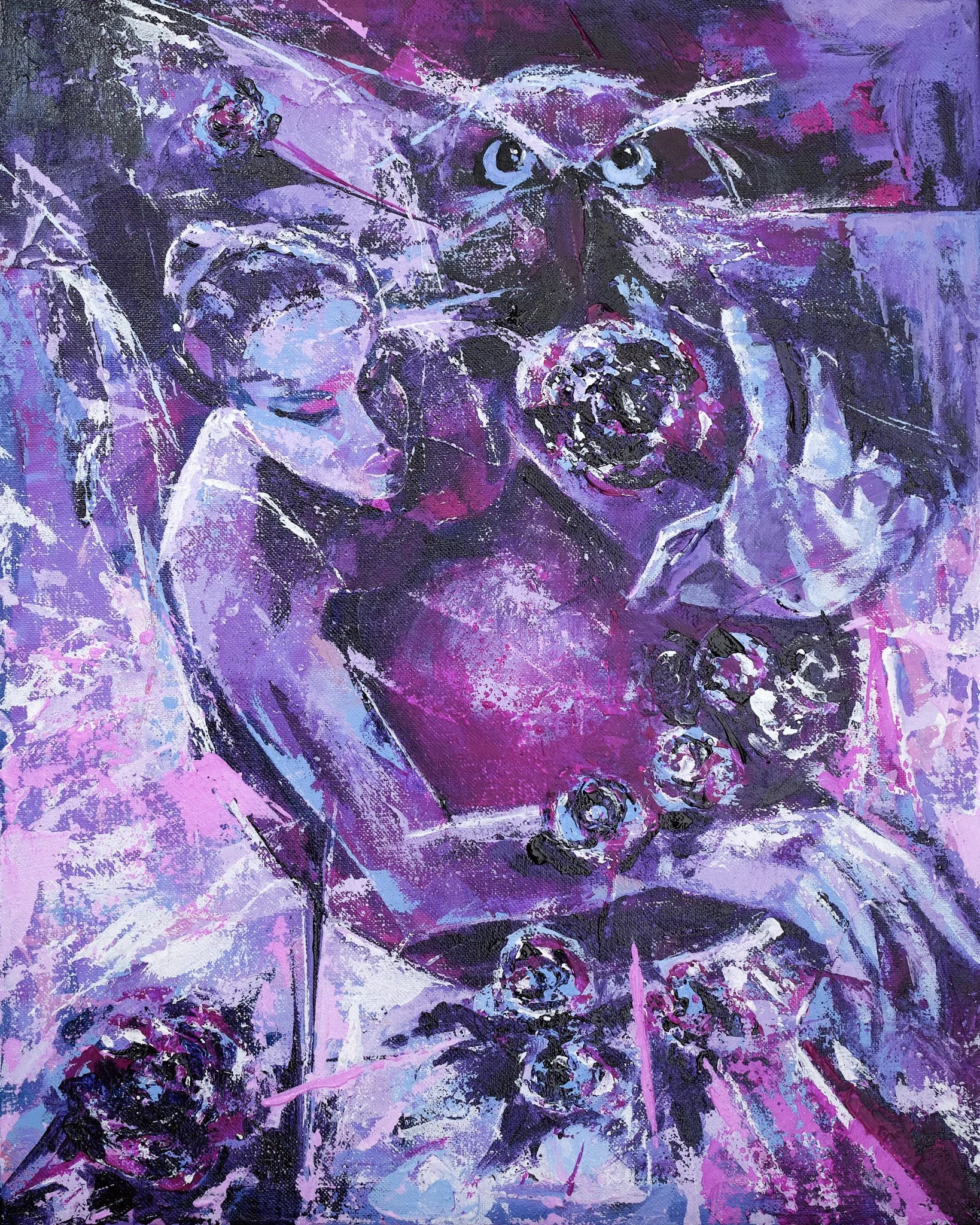 Entre tules y rosas
Acrílico con espátula sobre lienzo
50 x 40 cm
2025