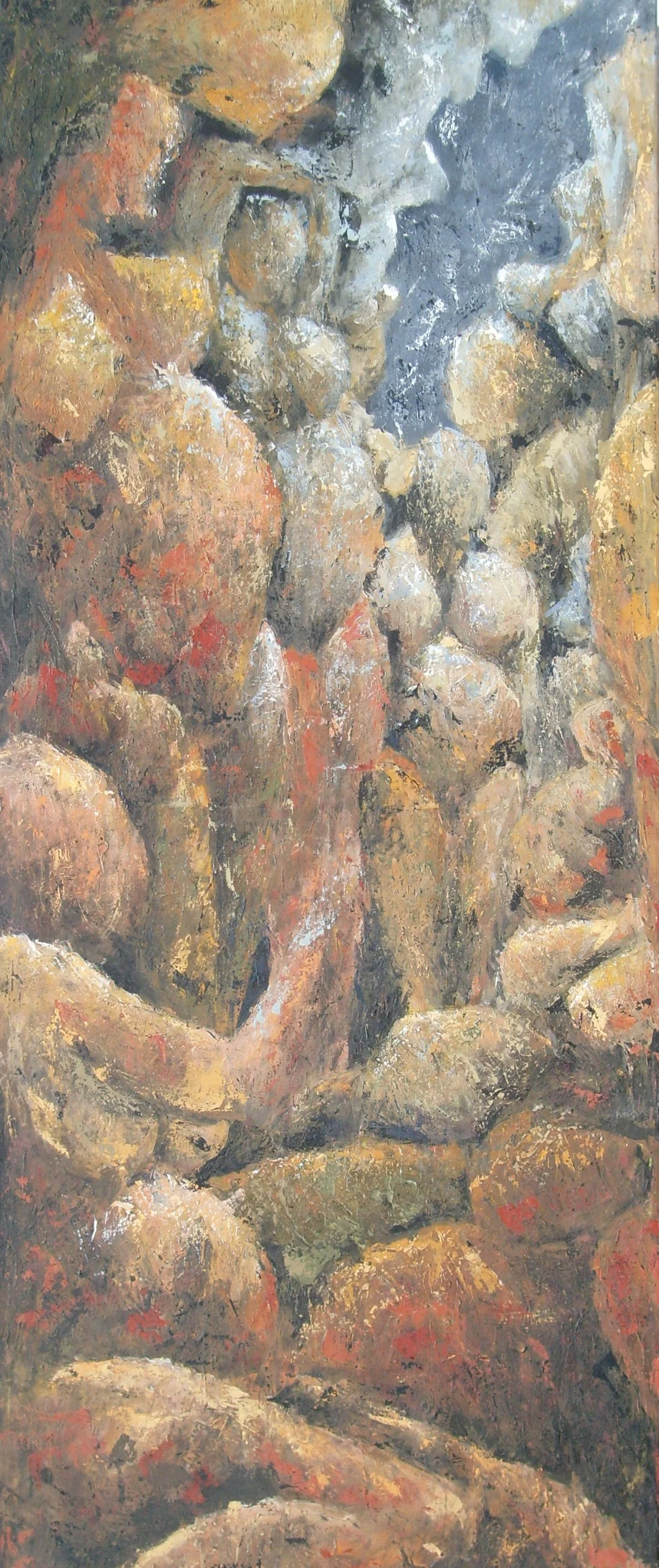 Gruta
Acrílico con espátula y óleo pastel sobre lienzo
140 x 55 cm