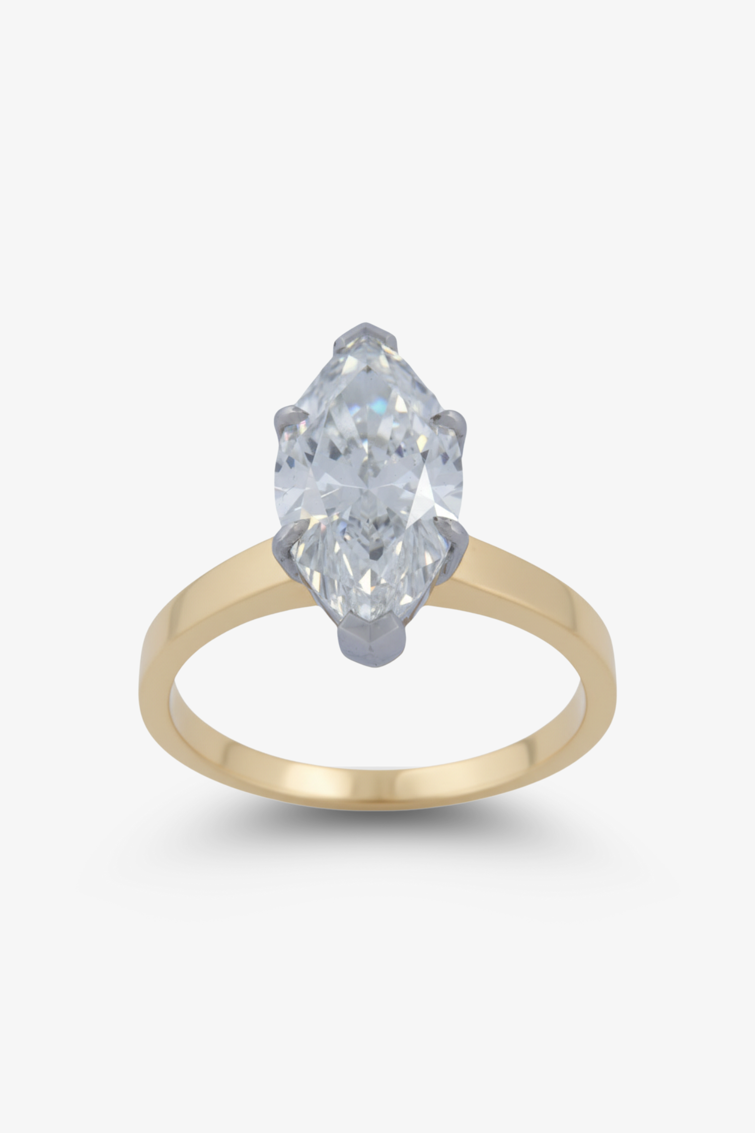 3.01ct Solitaire Marquise LAB 18K Yellow & White Gold Ring
