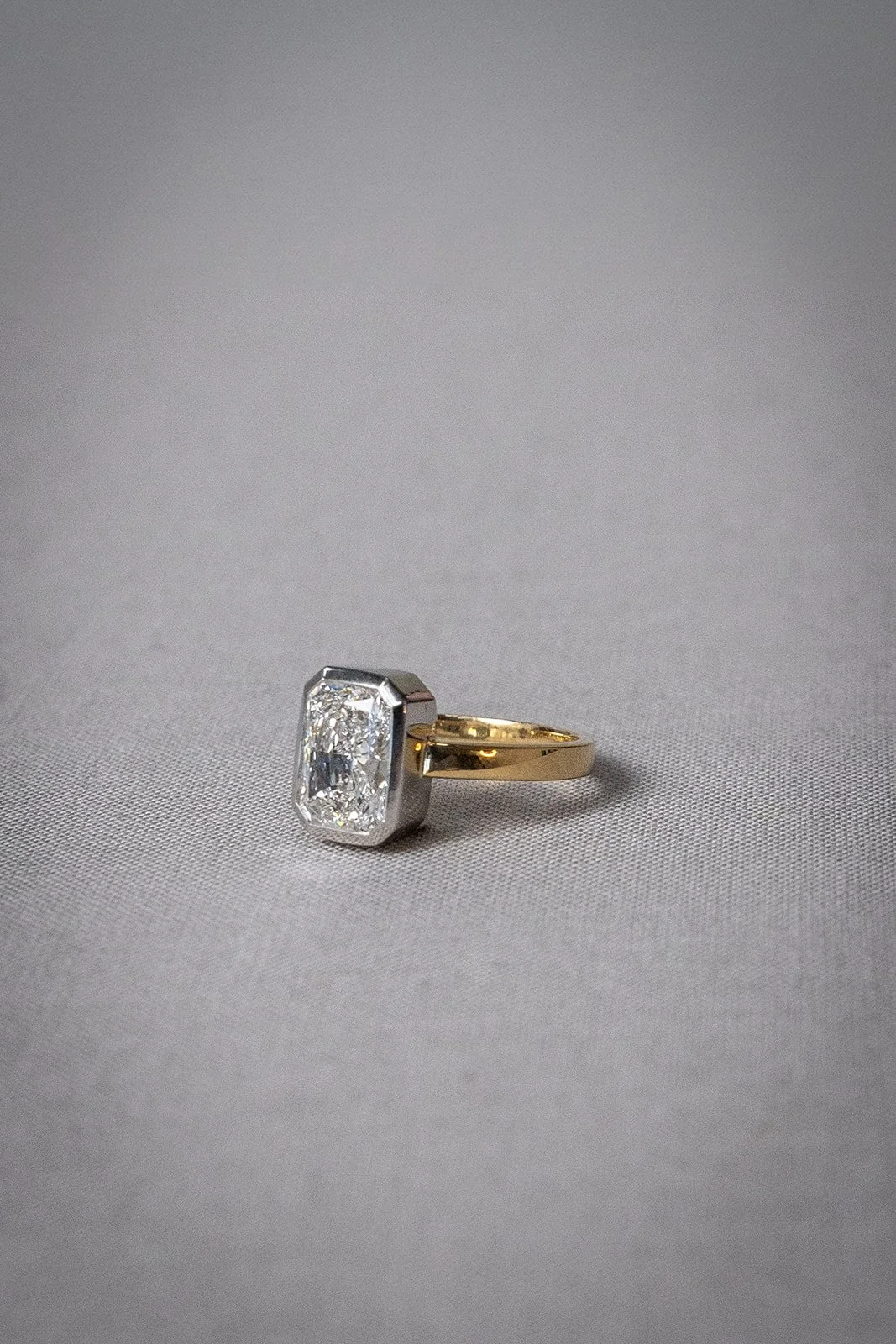 3.02ct Solitaire Radiant LAB 18k Yellow & White Gold Ring