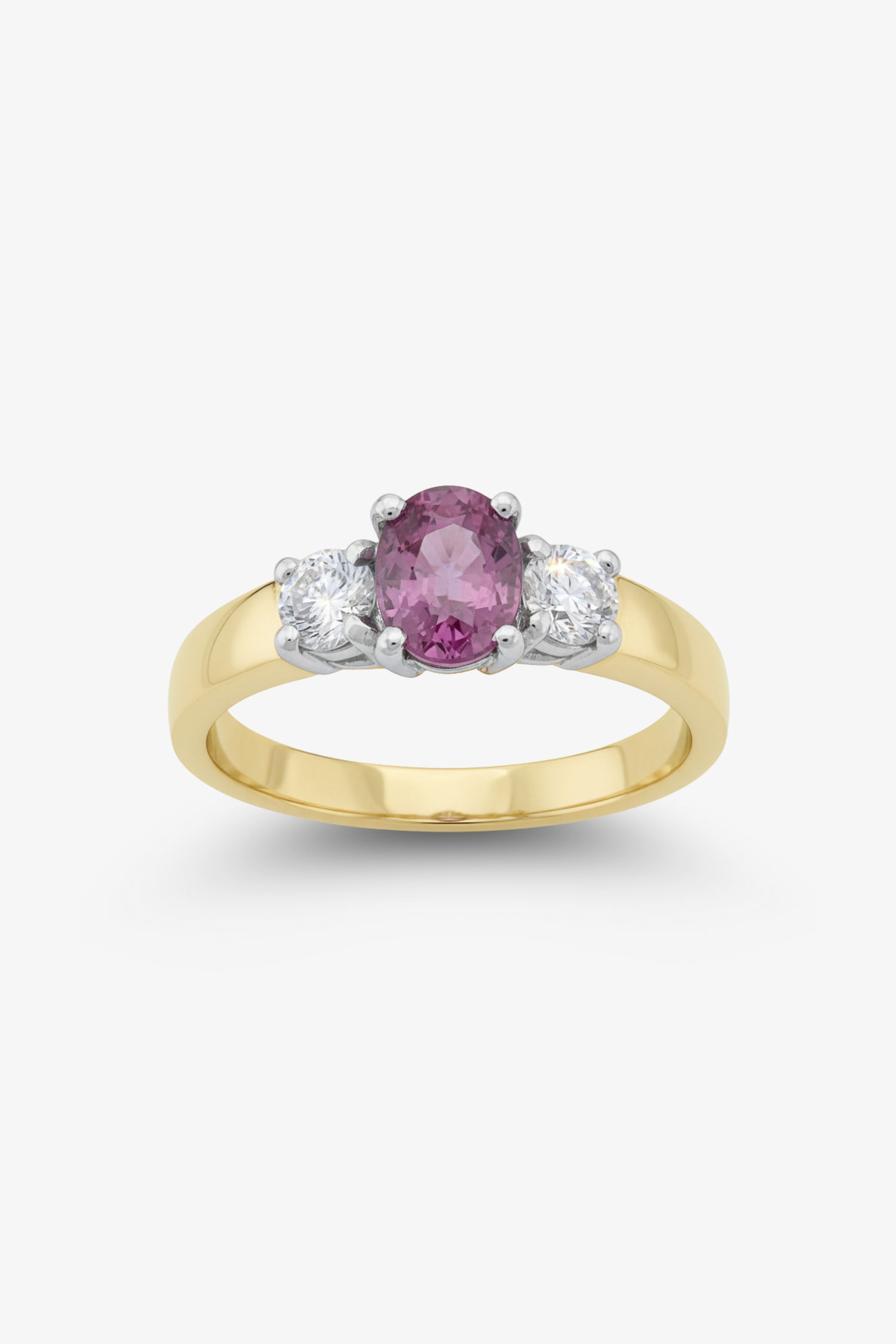 1.16ct Pink Sapphire & Diamond Three-Stone Ring