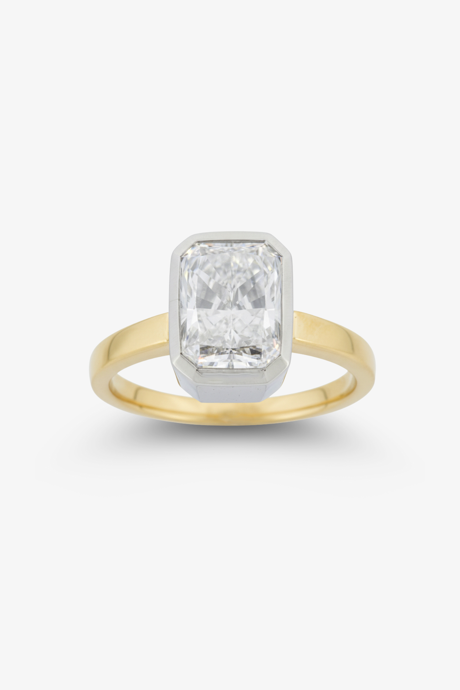 3.02ct Solitaire Radiant LAB 18k Yellow & White Gold Ring