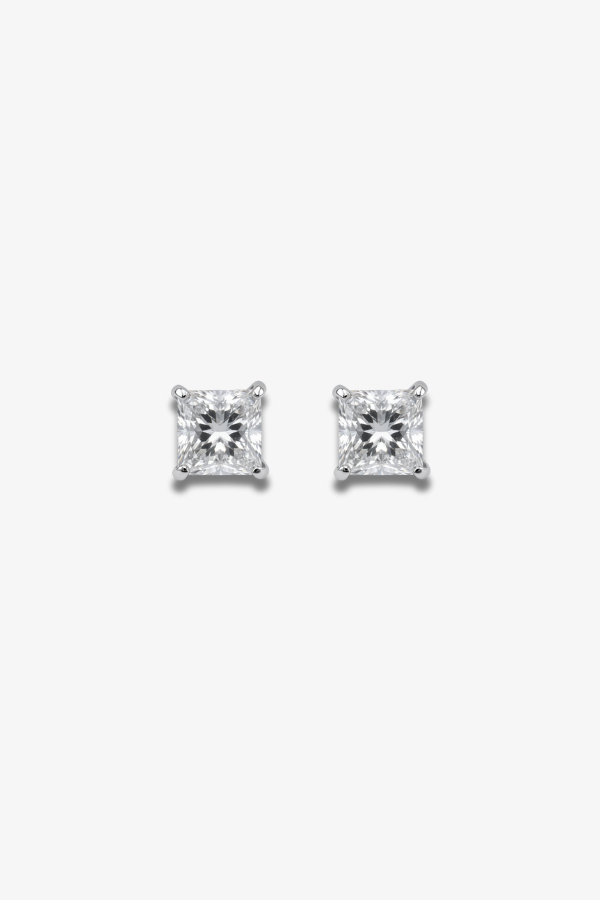 2ct White Gold Princess Studs