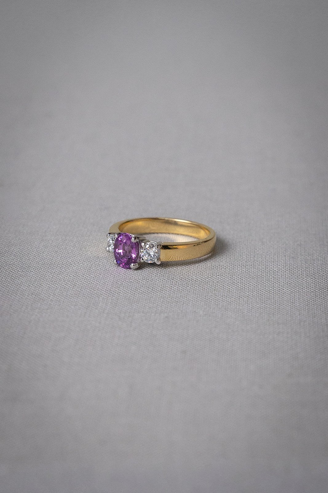 1.16ct Pink Sapphire & Diamond Three-Stone Ring