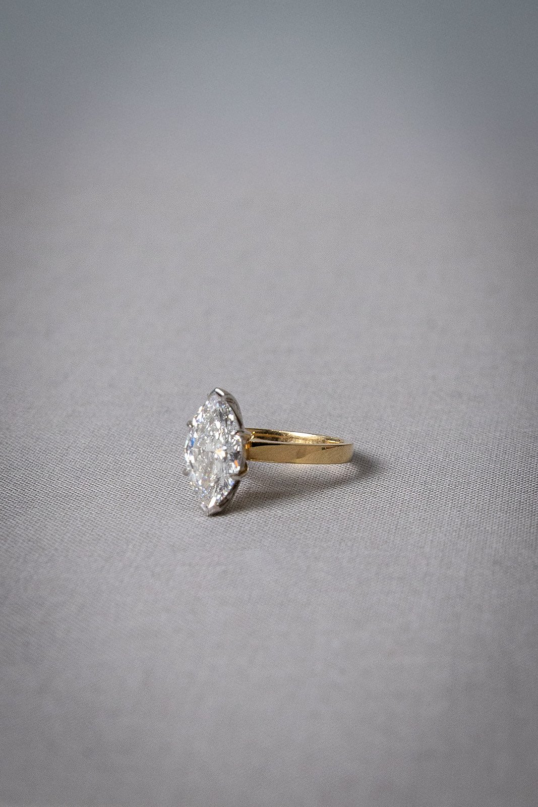 3.01ct Solitaire Marquise LAB 18K Yellow & White Gold Ring