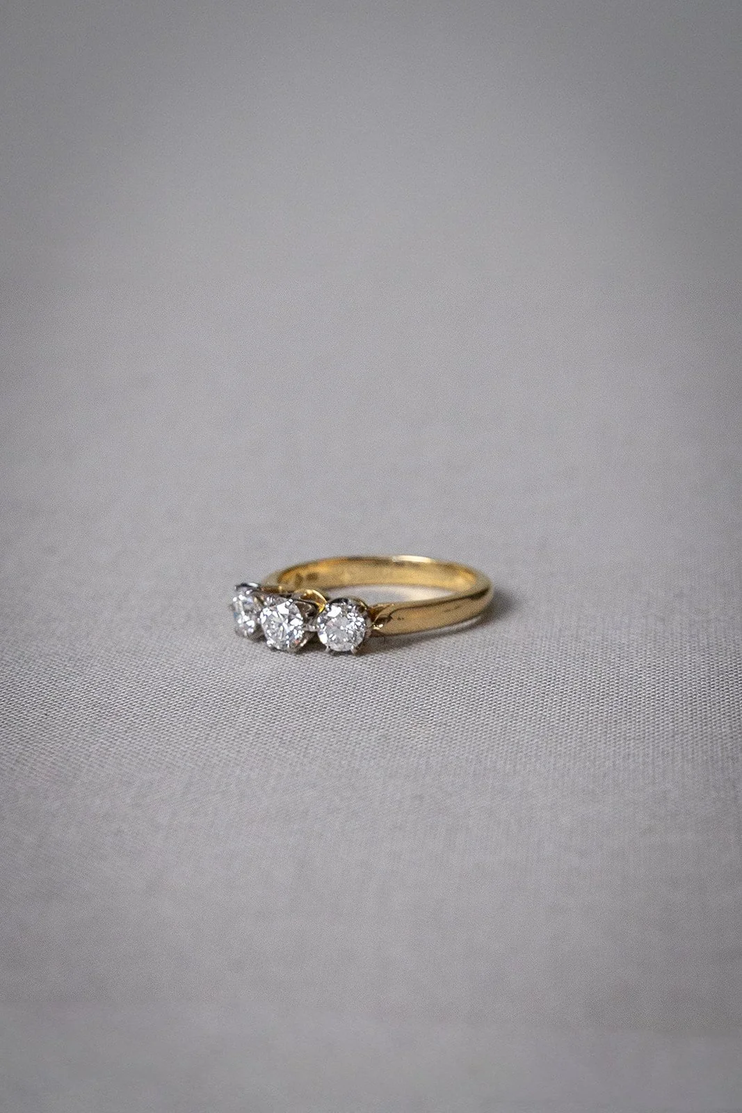 1ct Three Stone Diamond Ring in 18k Yellow & White Gold