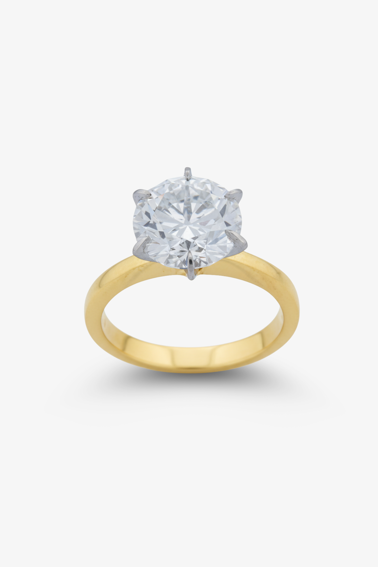 3.01ct Round Solitaire LAB 18k Yellow & White Gold Ring