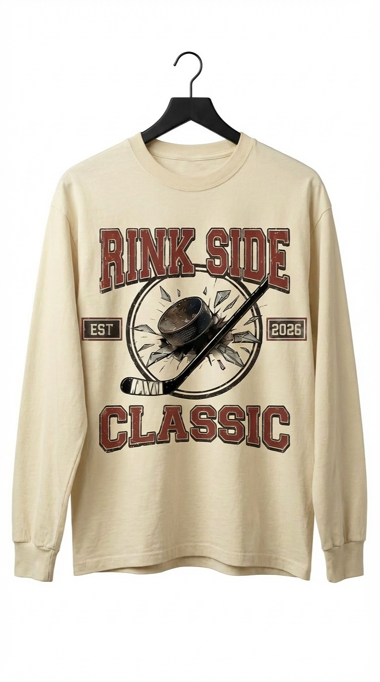 RINK SIDE CLASSIC CREAM HEAVY WEIGHT LONG SLEEVE
