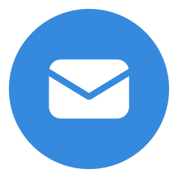 Blue circular icon with a white envelope symbol in the center.