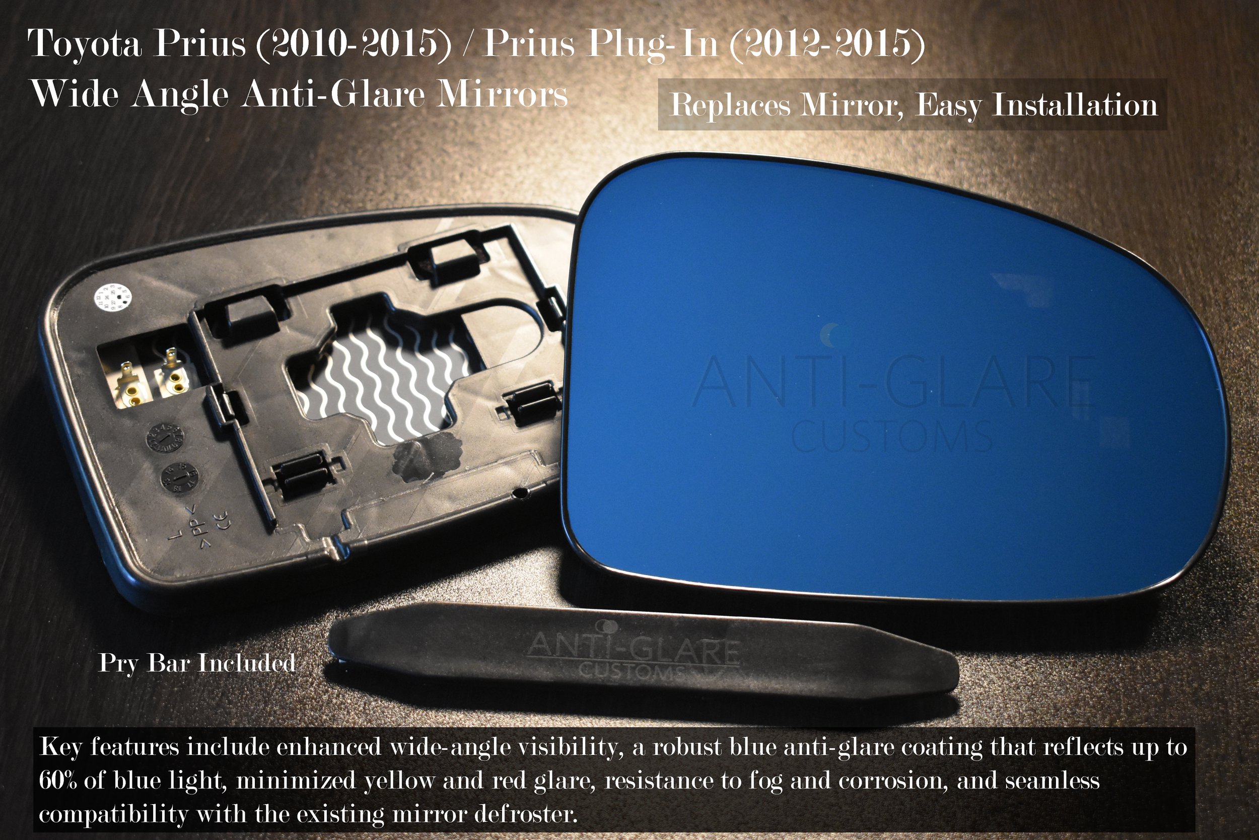 Toyota Prius Plug-In (2012-2015) - Blue Anti-Glare Wide-Angle Mirrors