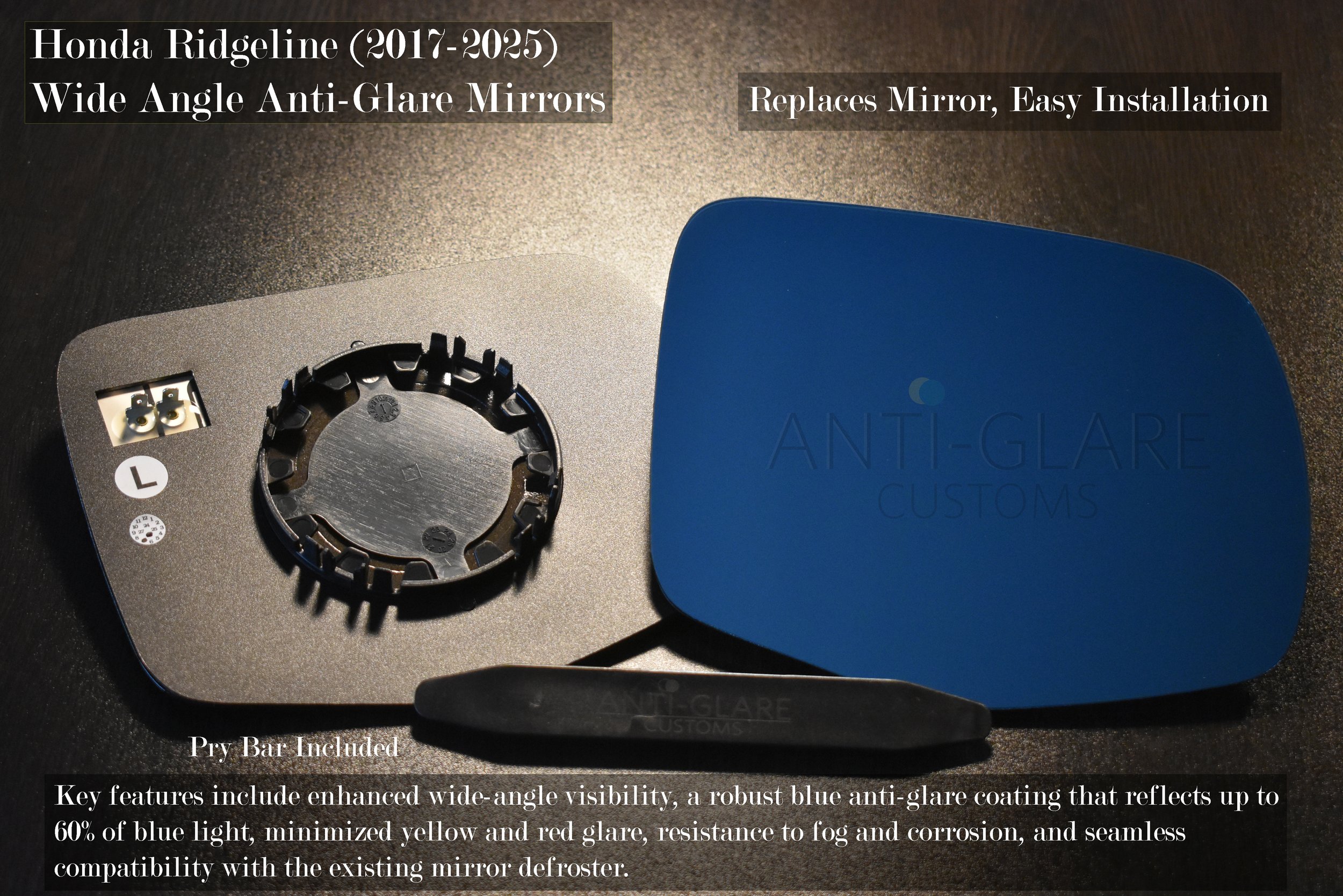 Honda Ridgeline (2017-2022) - Blue Anti-Glare Wide-Angle Mirrors