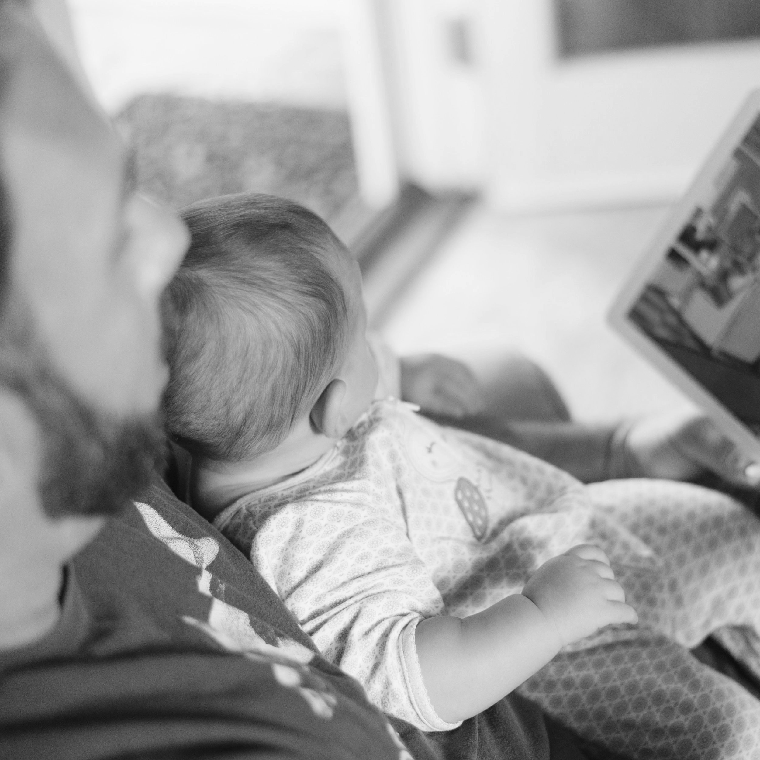 Baby sitting with father