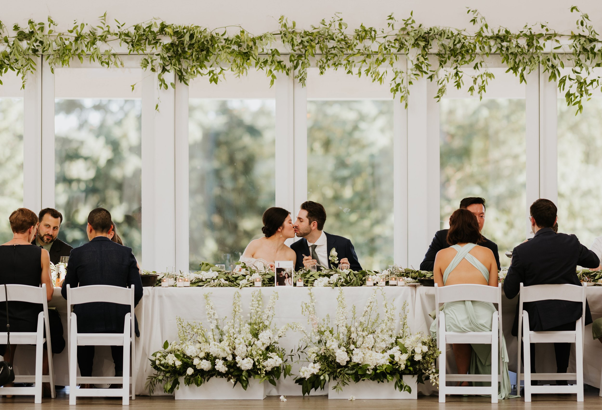 A head table in the Lodge reception space