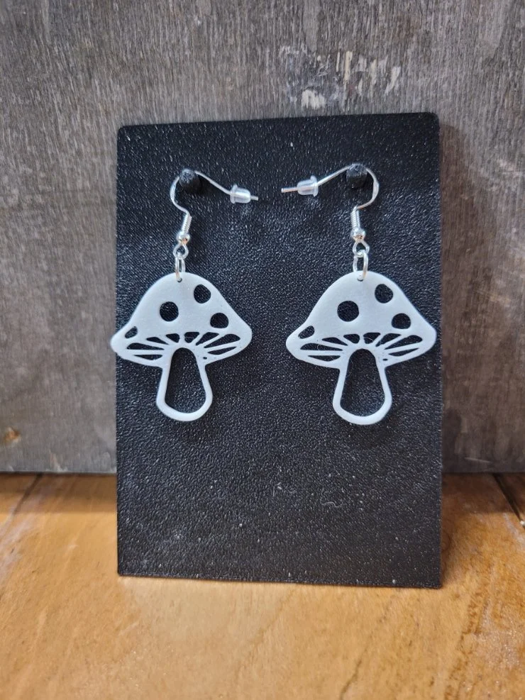 Mushroom Earrings - White