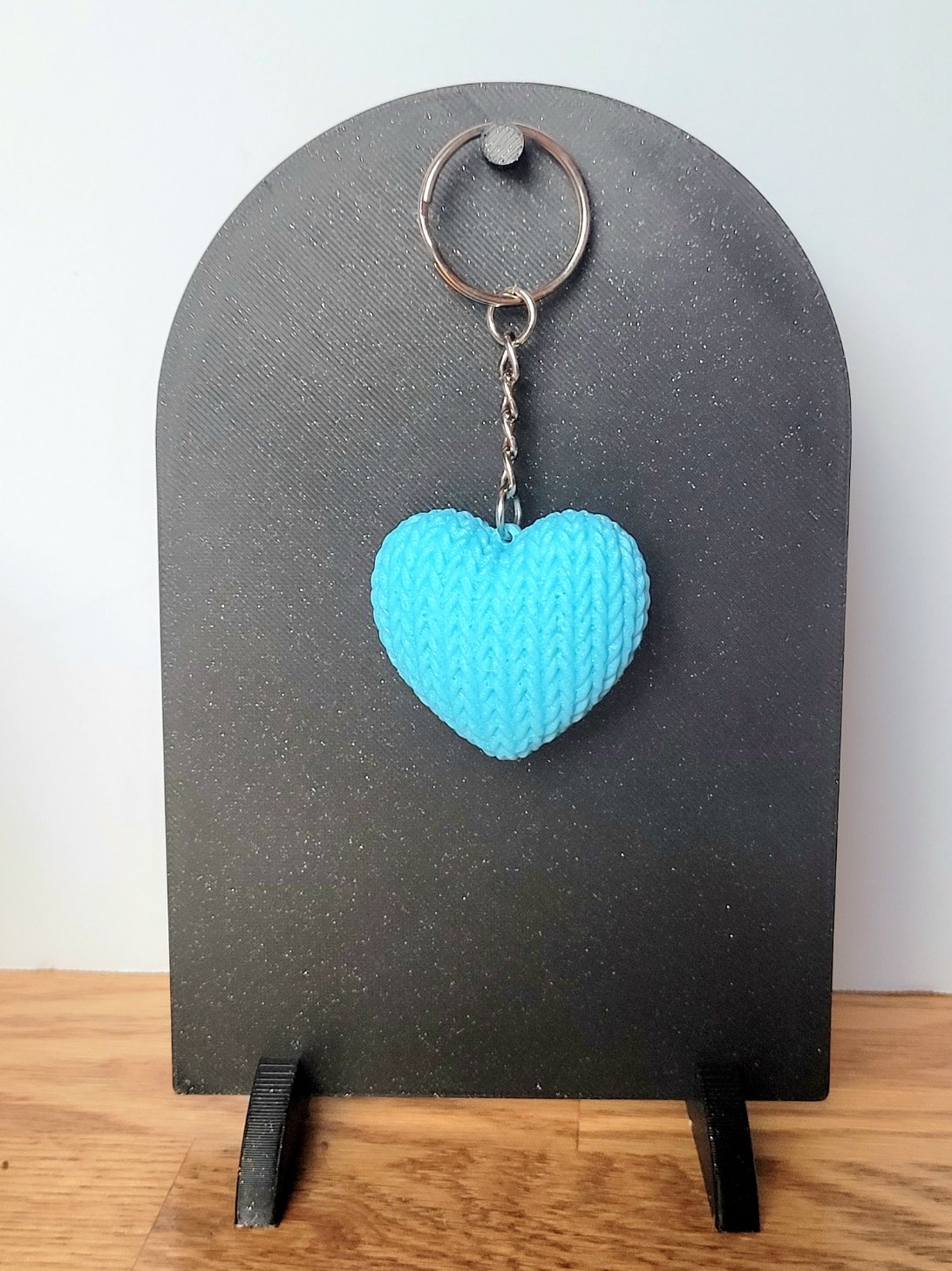Knit heart keychain