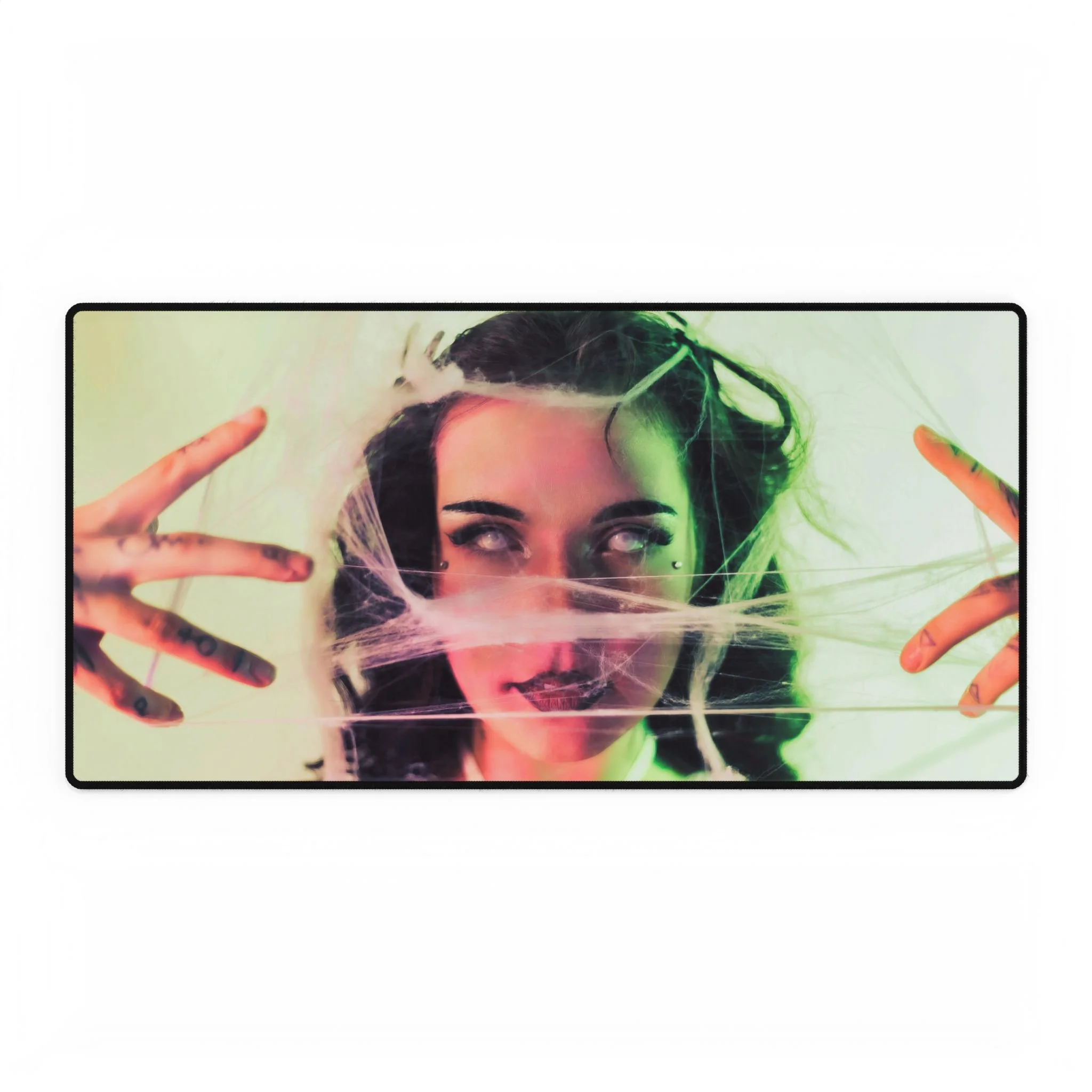 Spooky Desk Mat — Creepy Web Portrait Gaming Mouse Pad