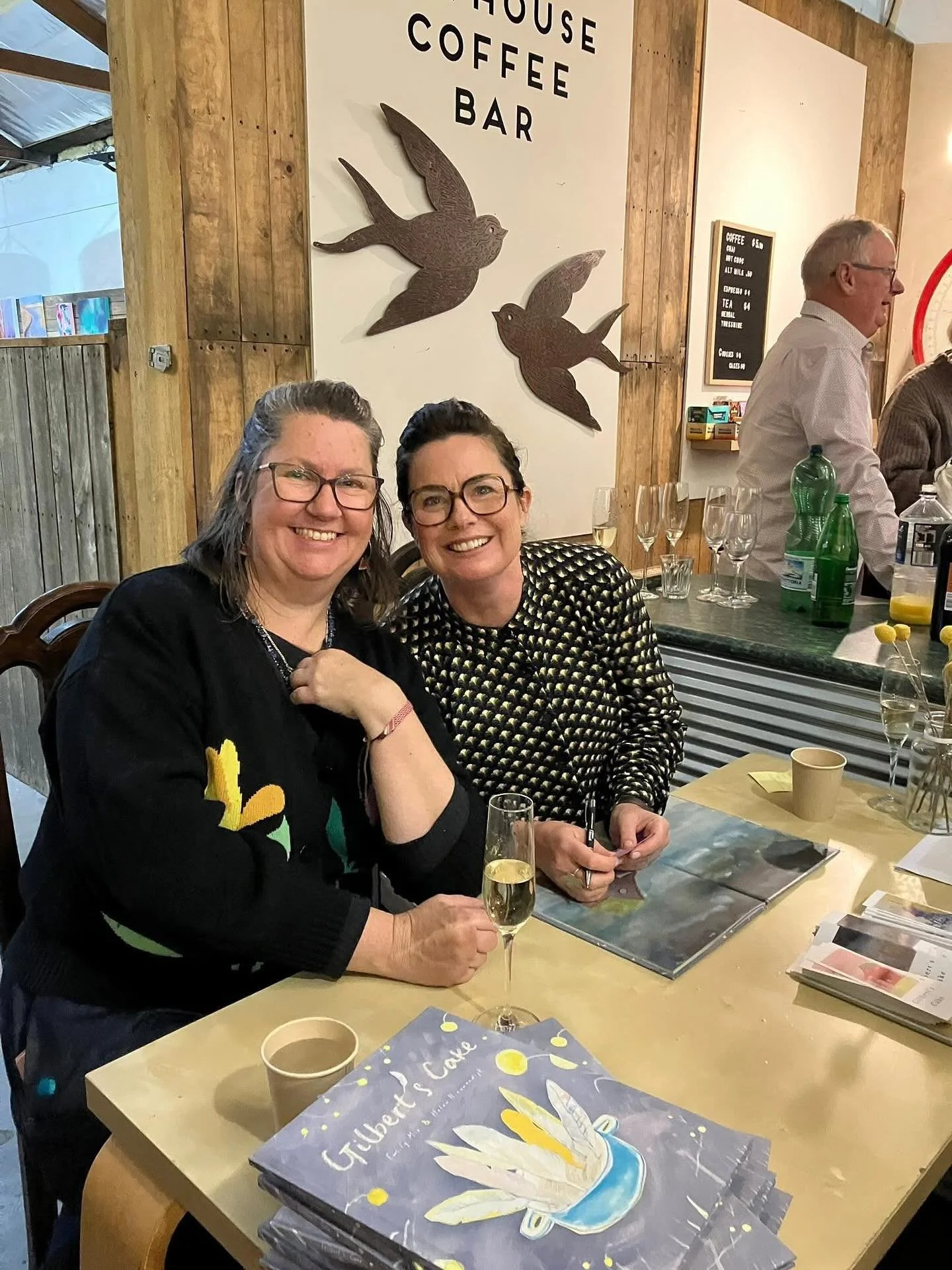 Helen and I were so busy being Author and Illustrator at our book launch last month that this was the only photo taken of us together 🫣 

And I love the pic of Helen talking to the audience about the cardboard model of the house she crafted for the 