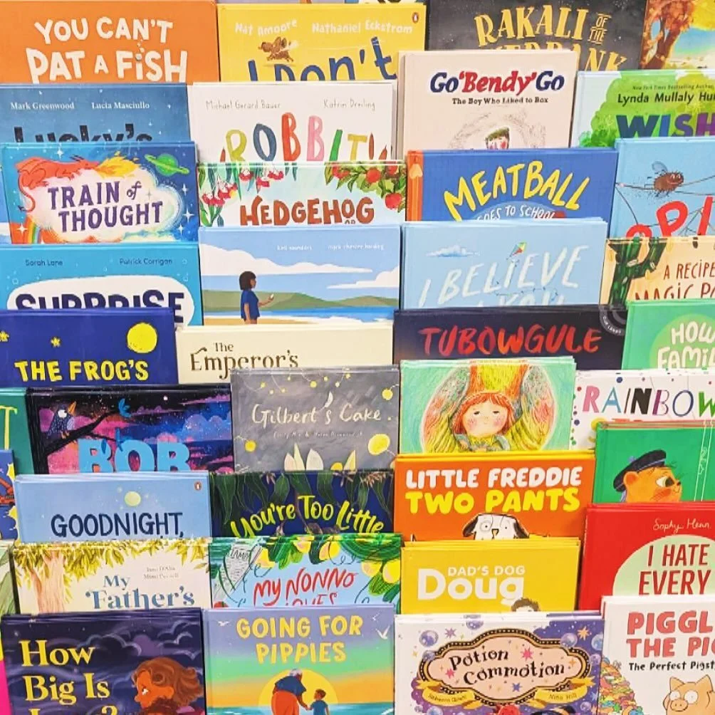 Just look at this gorgeous stack of picture books @bookishbendigo 📚

Can you spot Gilbert&rsquo;s Cake amongst them? 🔍

How wonderful to see a book about grief, about the loss of a sibling, displayed alongside all these other titles ❤️

Thank you @