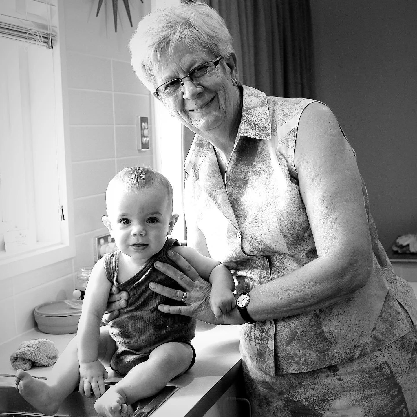 Grief exists where love lived first ~ Francesca Cox 

My beautiful mum with Flynn at our kitchen sink. 

Mum supported Pete and me to cope with IVF, pregnancy, stillbirth, and the early days of parenting twin babies! I never needed her more than I di