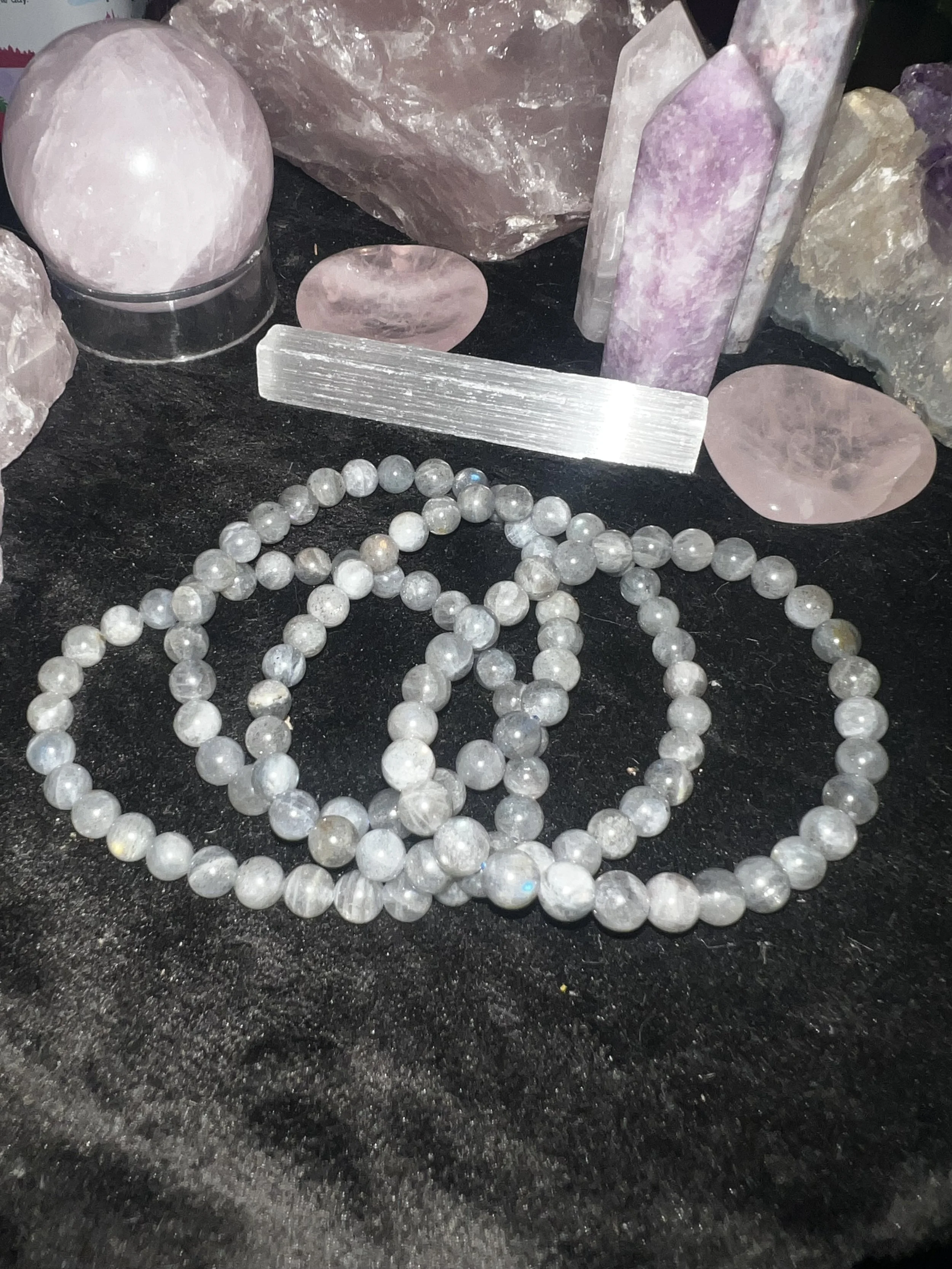 Natural Labradorite Stretchy Bracelet - Unisex 6mm Gemstone Bracelet for Protection & Transformation