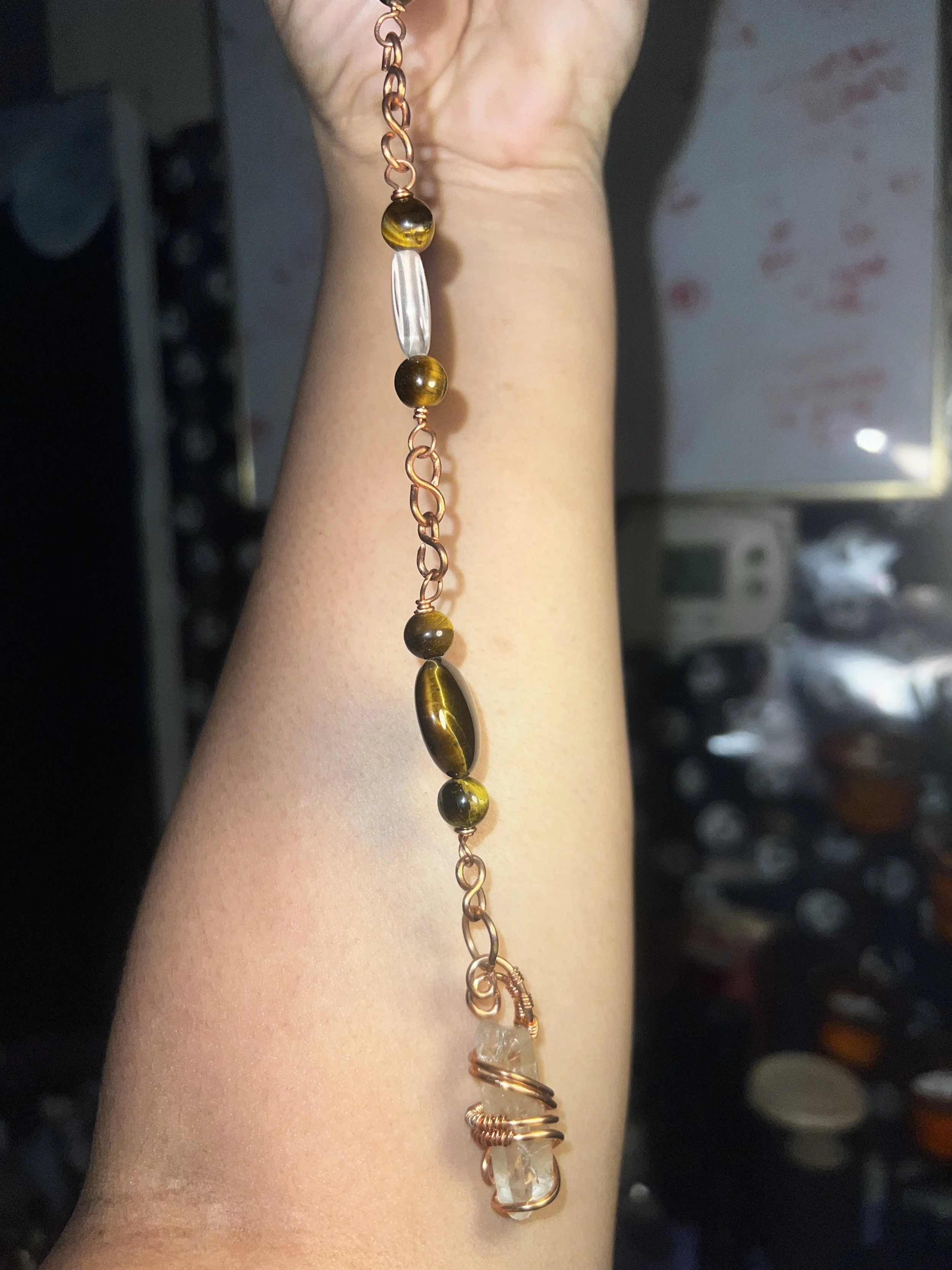 Clear quartz wire wrapped shard pendulum