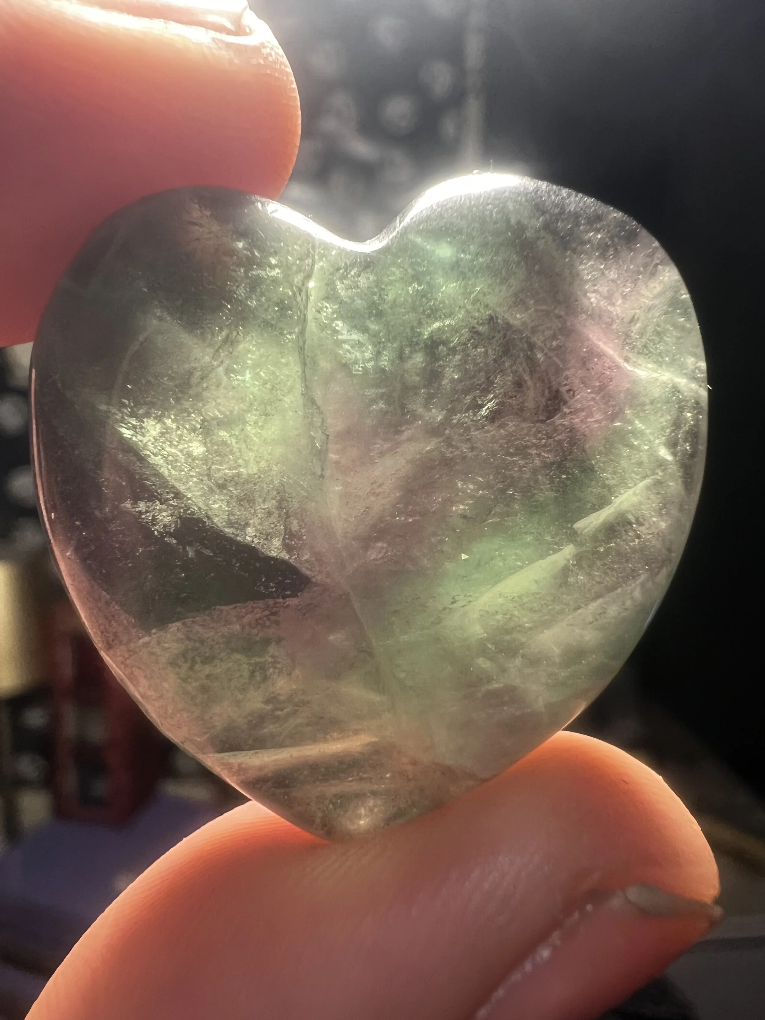 Rainbow Fluorite Puffy Heart