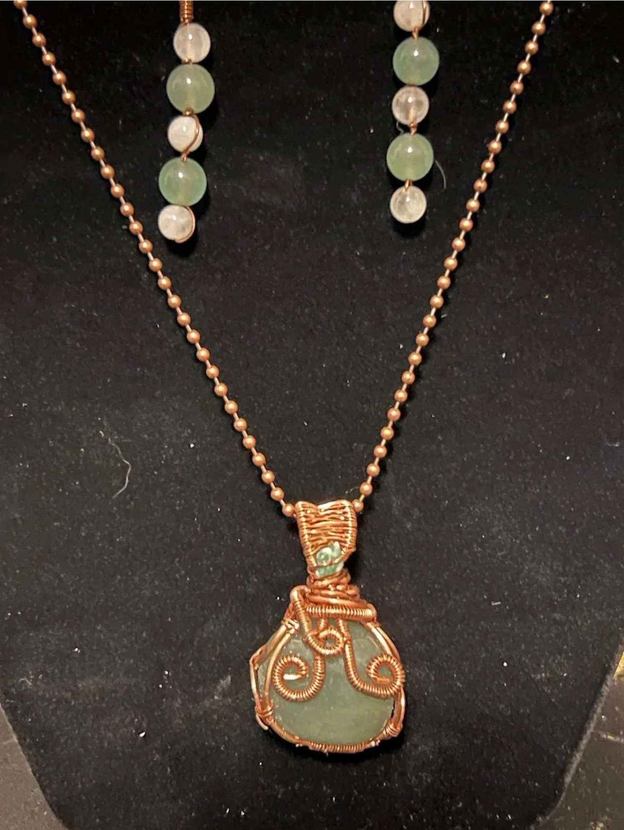 :  🌿 Green Aventurine & Tree Agate Necklace | Copper Wrapped Pendant + Earrings