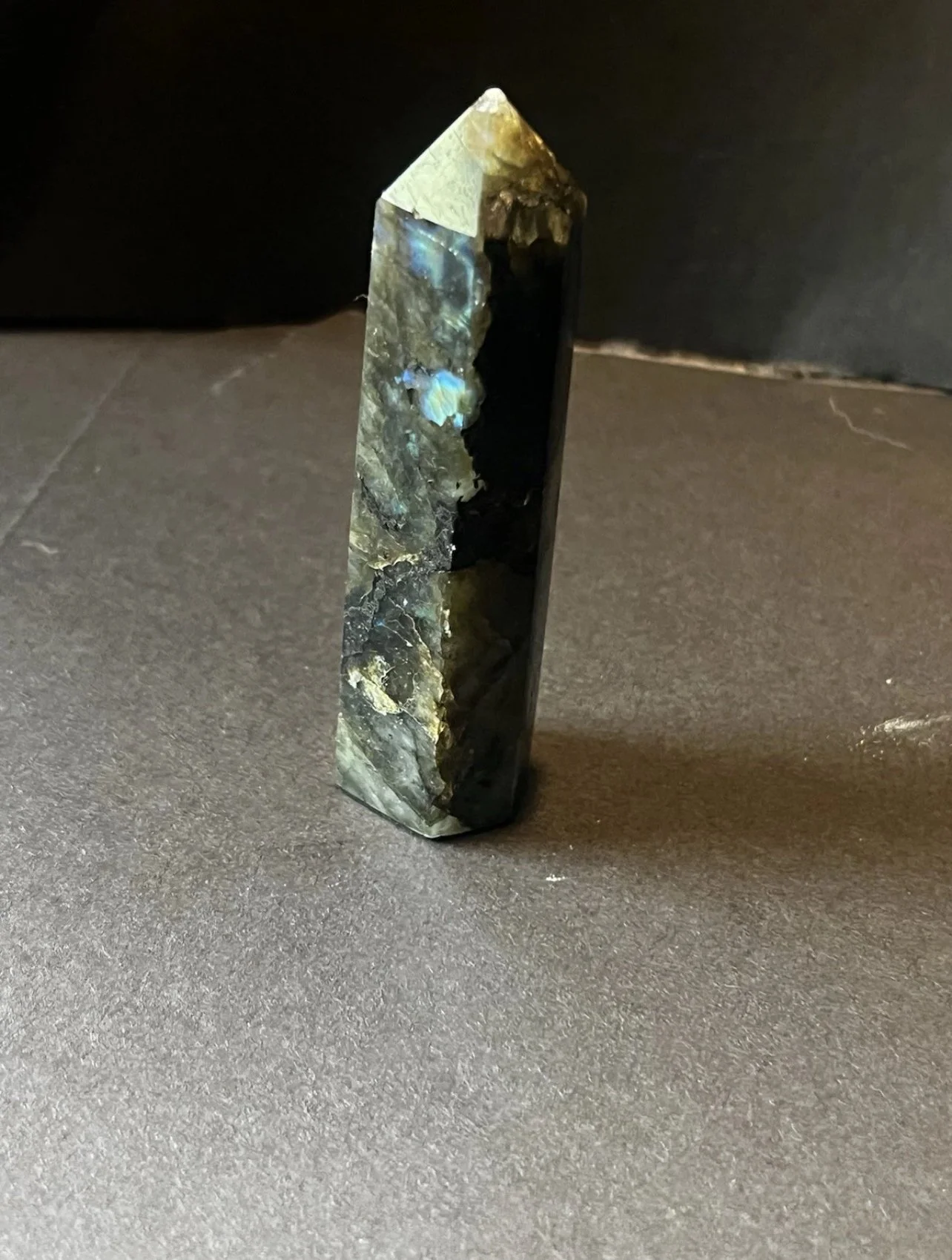 🌌 Natural Labradorite Obelisk Crystal Tower – 2.3oz | Reiki Activation | High Flash