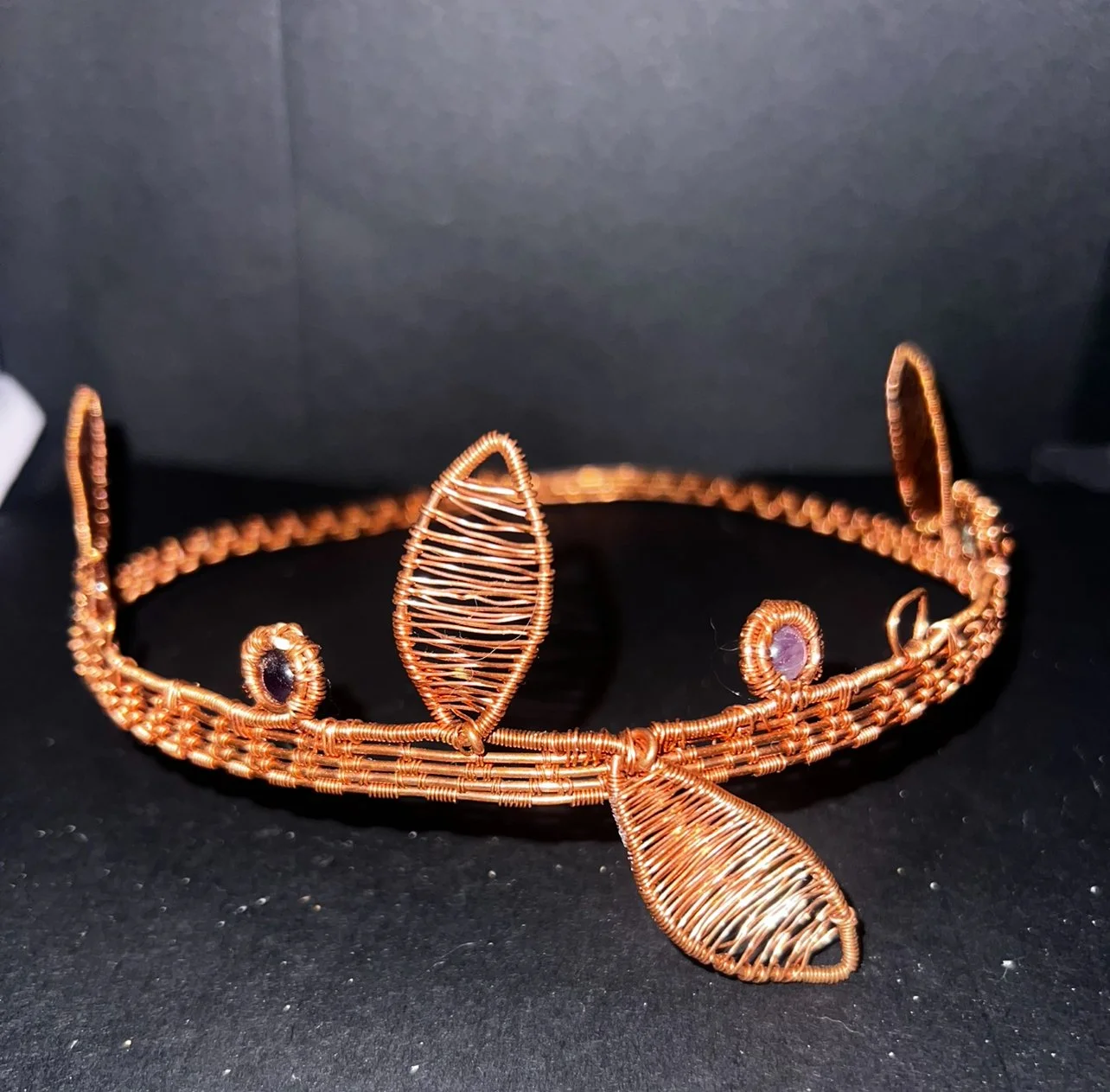 COPPER WIRE TIARA WITH CRYSTALS FITS ALL