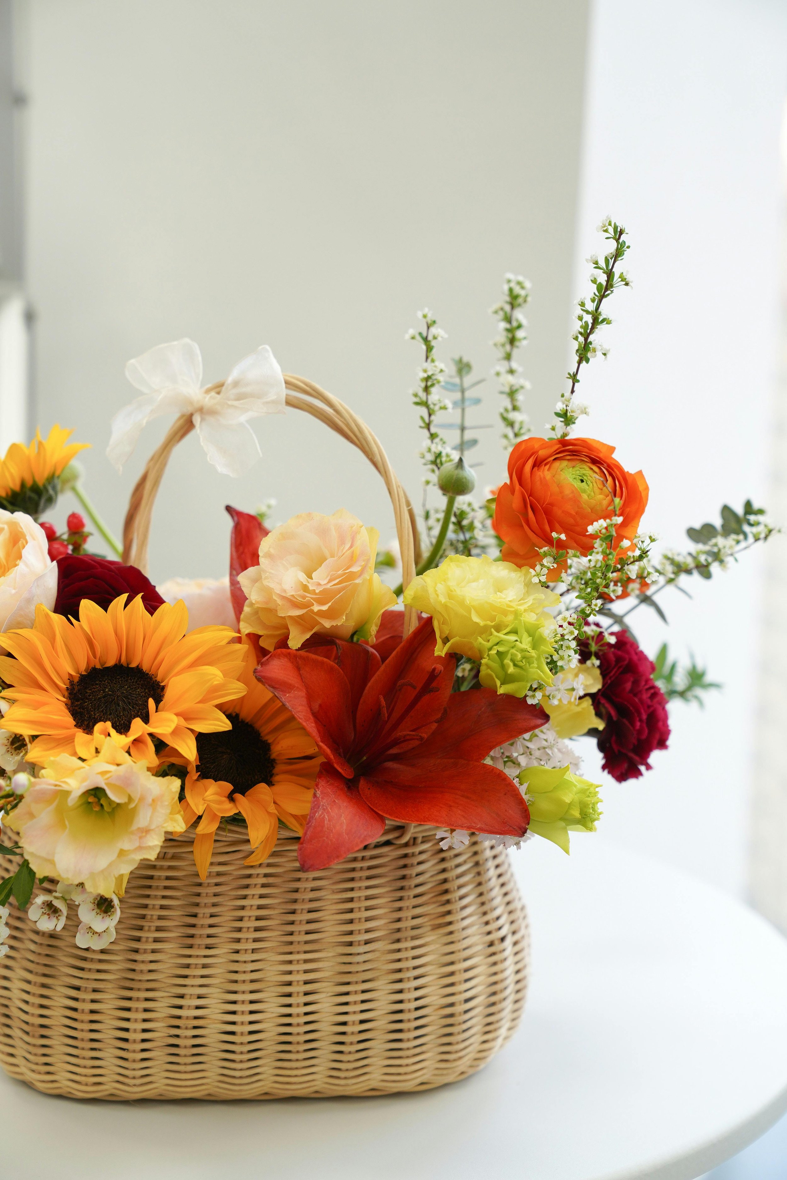 Rustic Elegance Floral Arrangement Basket