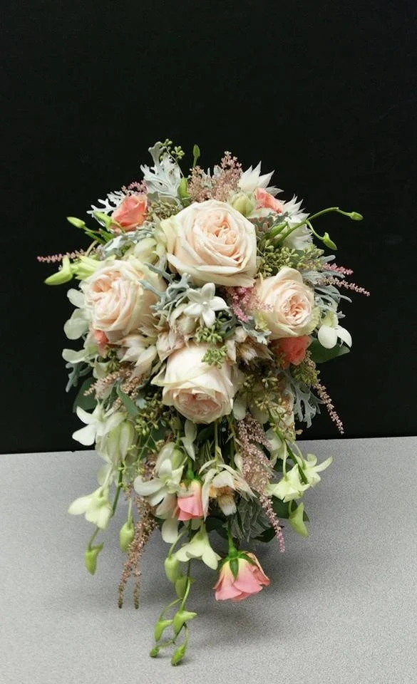 Elegant Cascading Rose and Orchid Bouquet