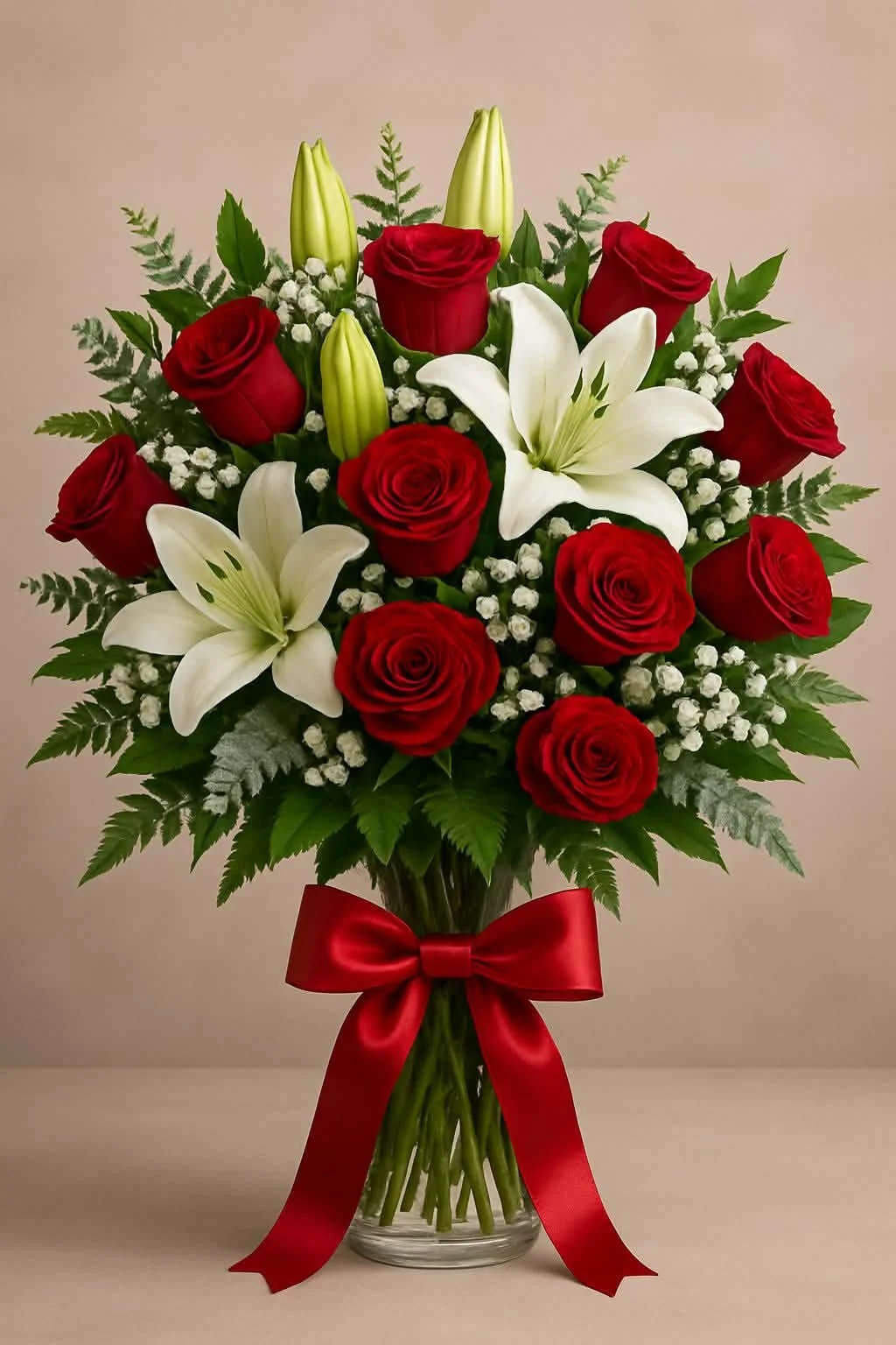 Red Roses & White Lilies Bouquet
