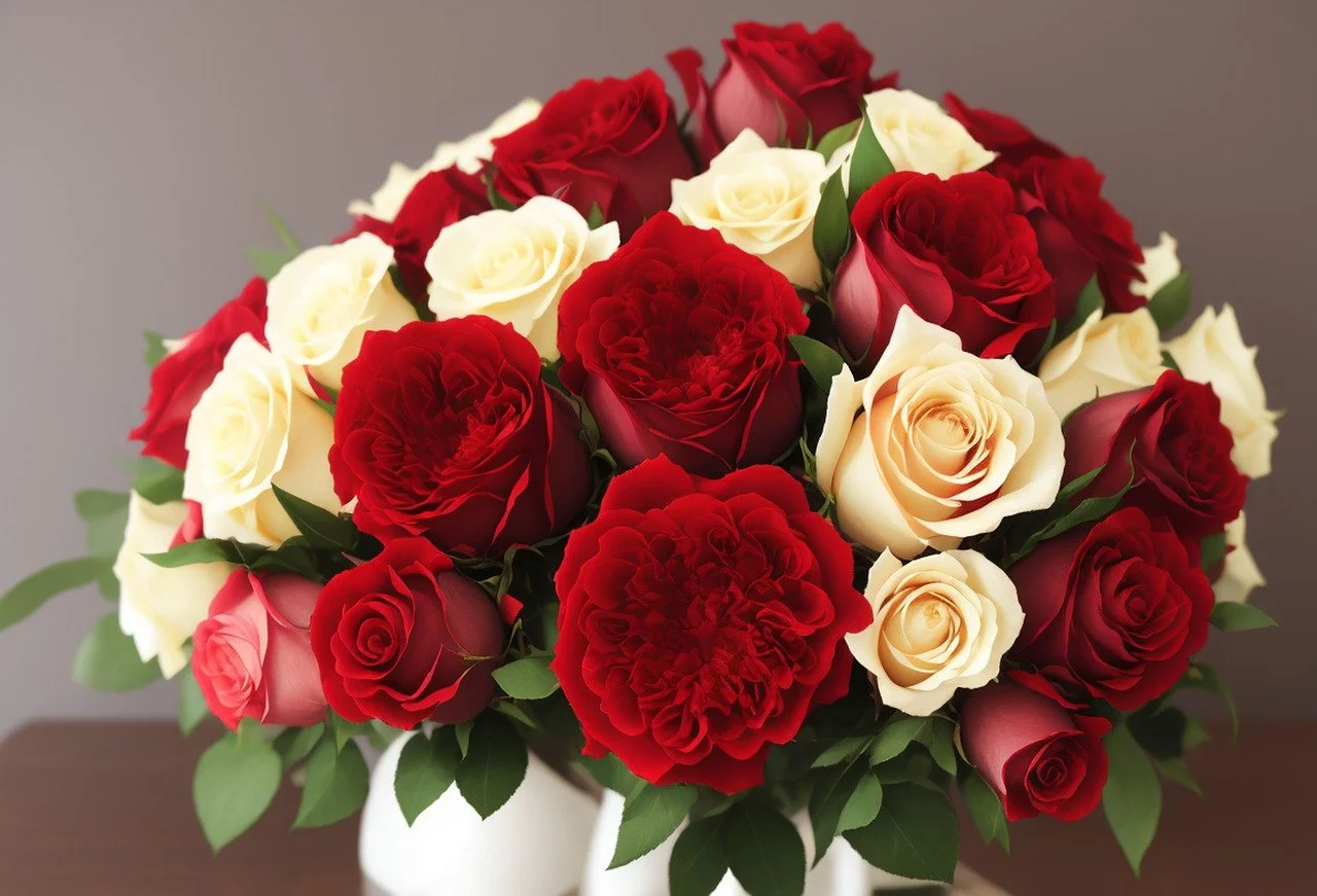 Red and White Rose Bouquet